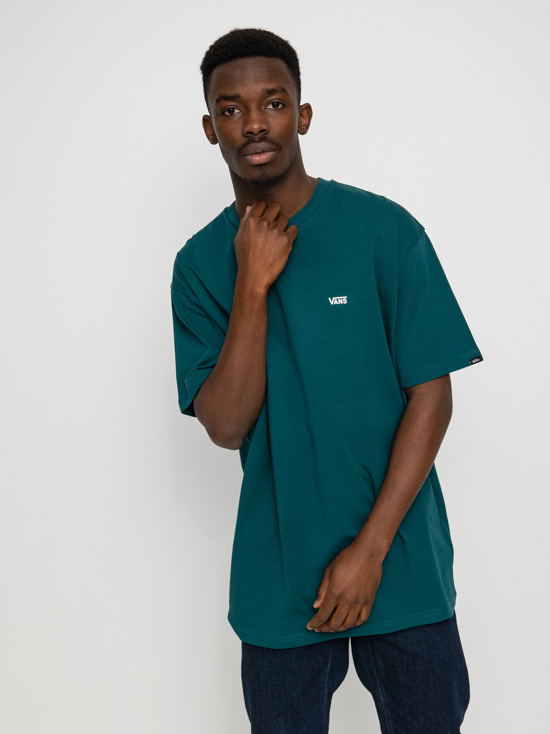 T-shirt Vans Left Chest Logo (deep teal/white)