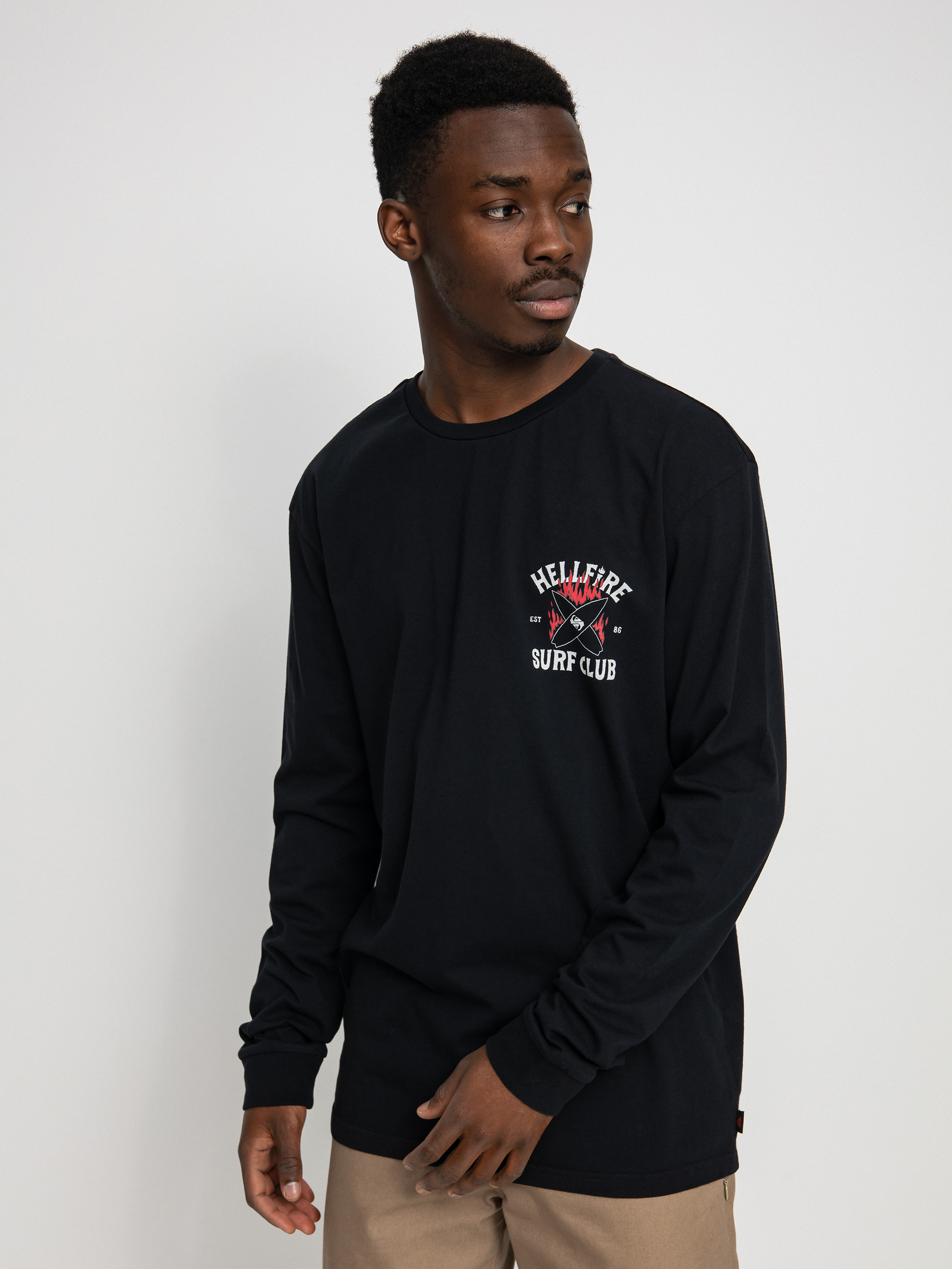 Longsleeve Quiksilver X Stranger Things Hell Fire Surf Club (black)