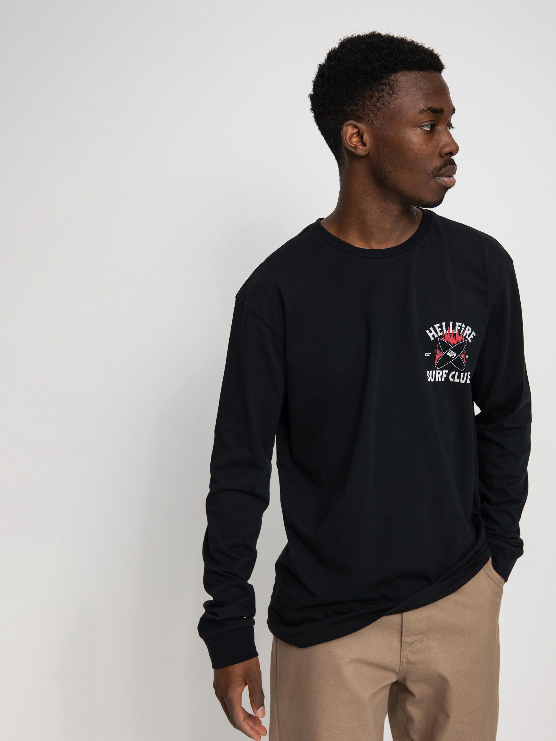 Longsleeve Quiksilver X Stranger Things Hell Fire Surf Club (black)