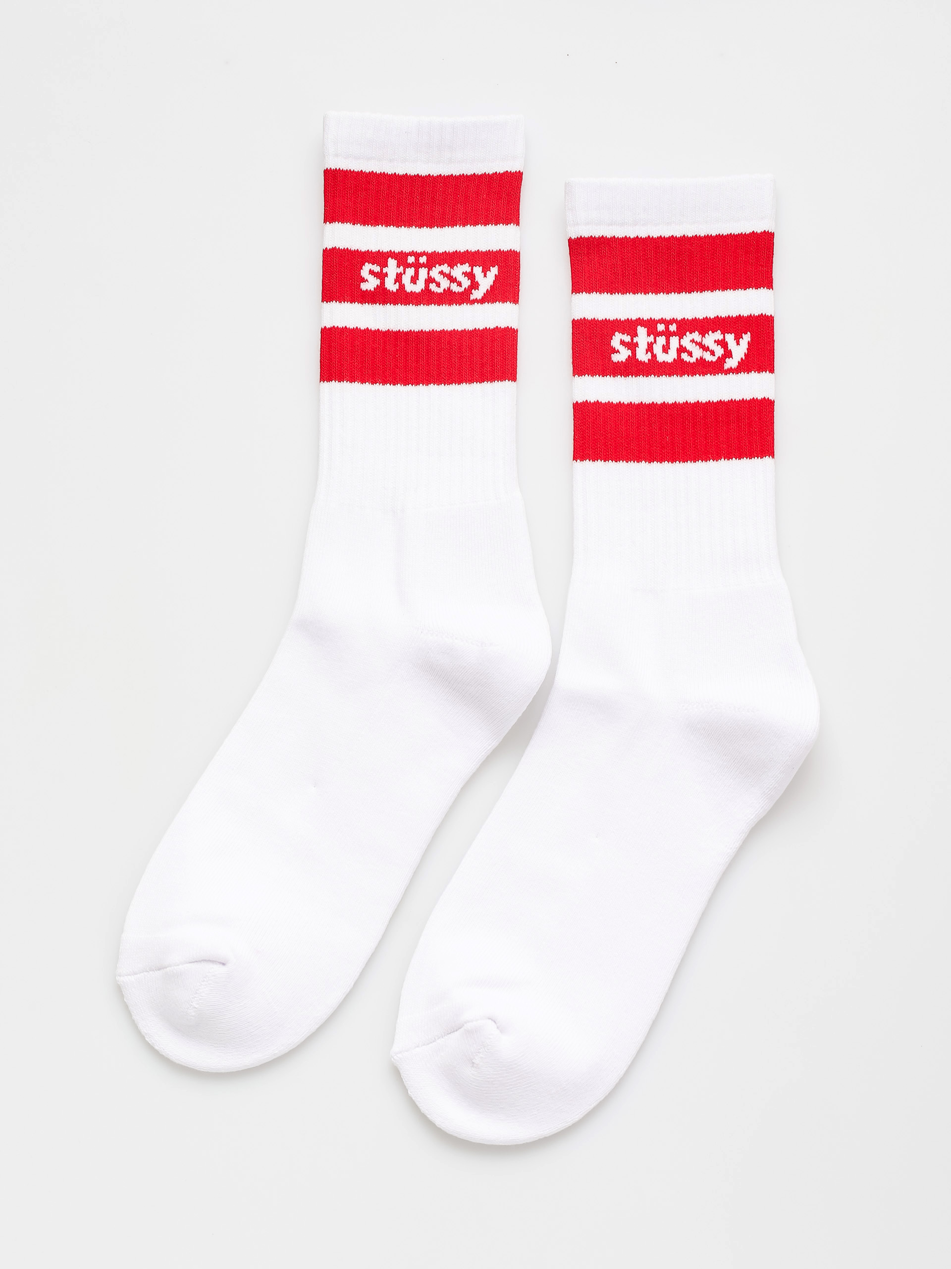 Skarpetki Stussy Stripe Crew (white/red)