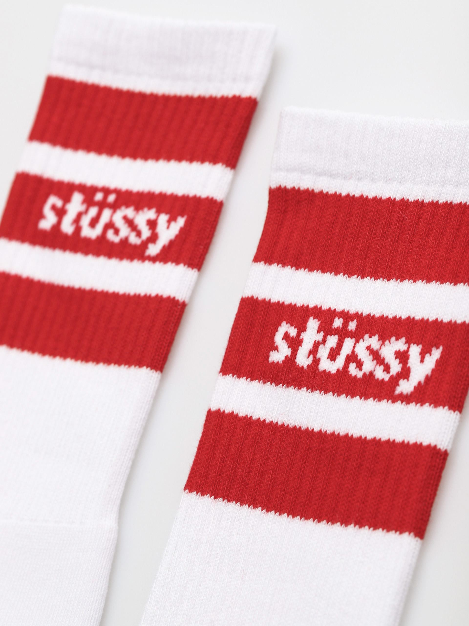 Skarpetki Stussy Stripe Crew (white/red)