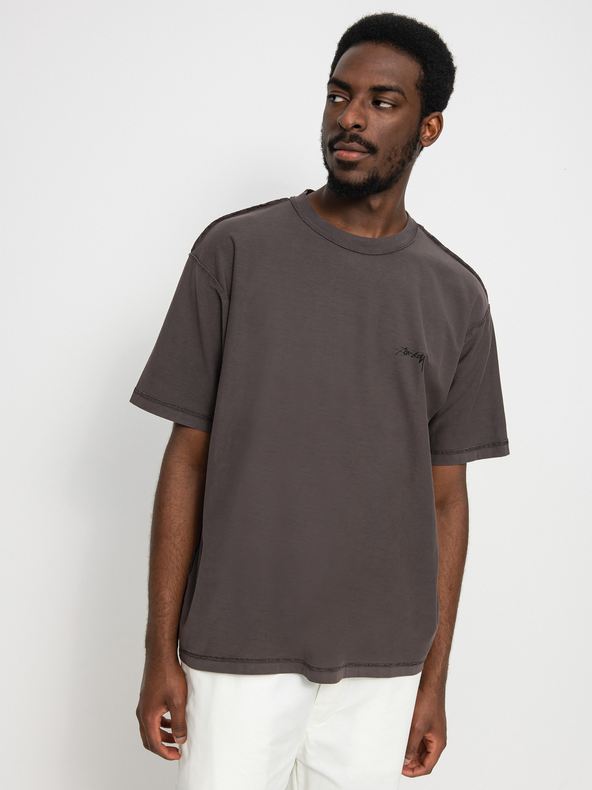 T-shirt Stussy Pig. Dyed Inside Out Crew (faded black)
