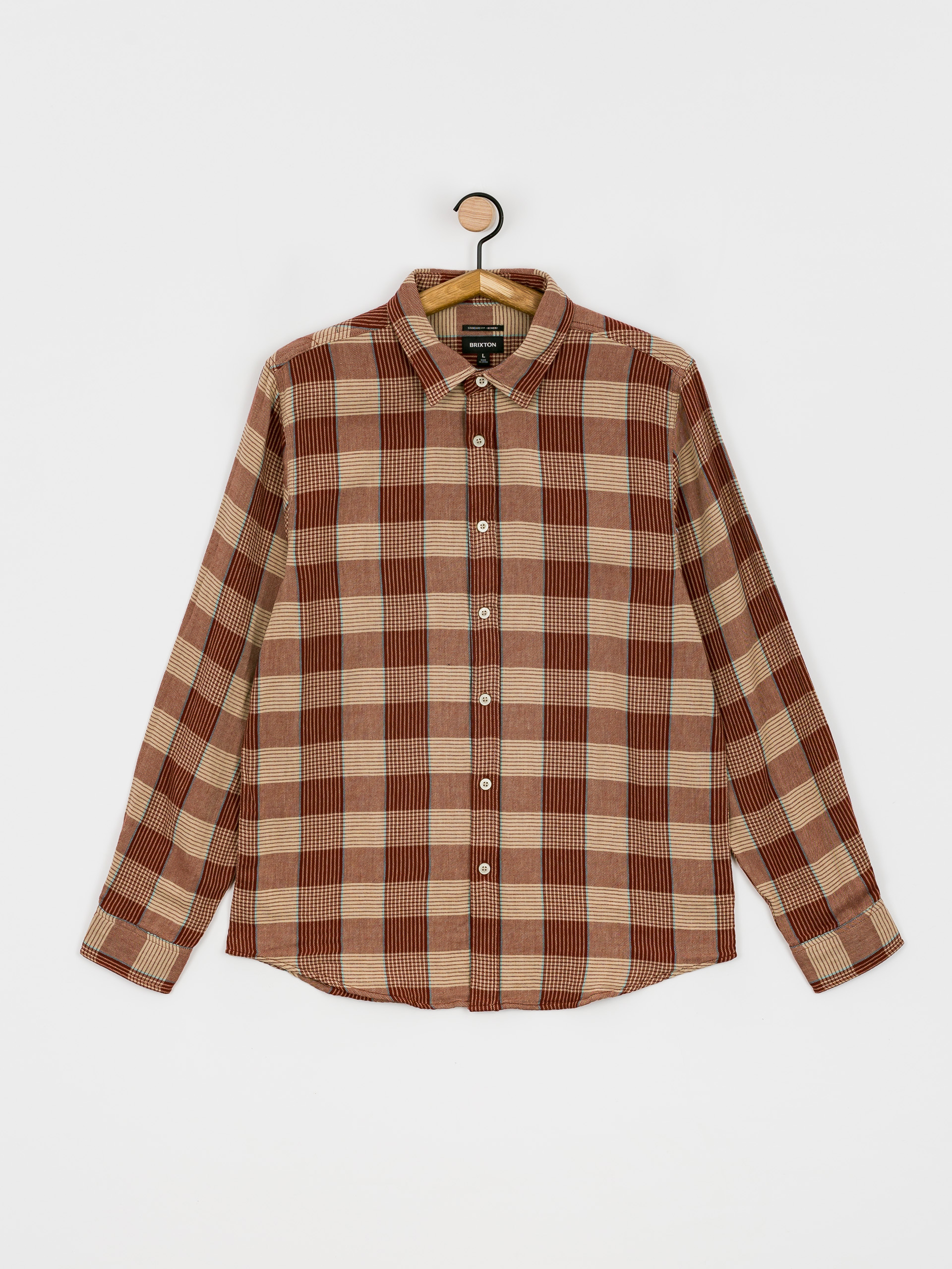 Koszula Brixton Bowery Sw Np Ls (vanilla/dark brick)