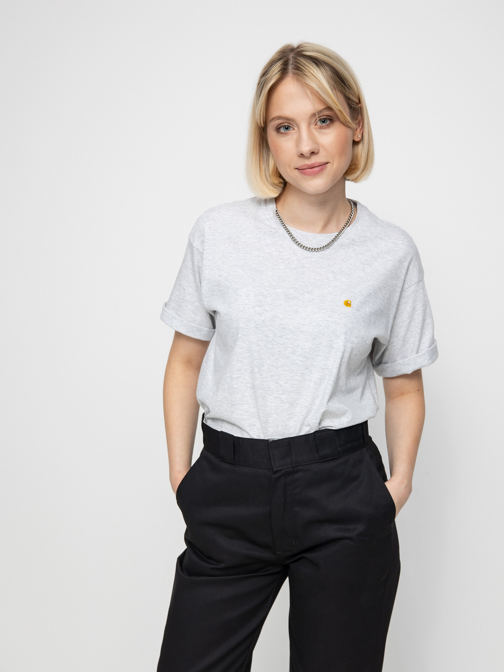T-shirt Carhartt WIP Chase Wmn (ash heather/gold)