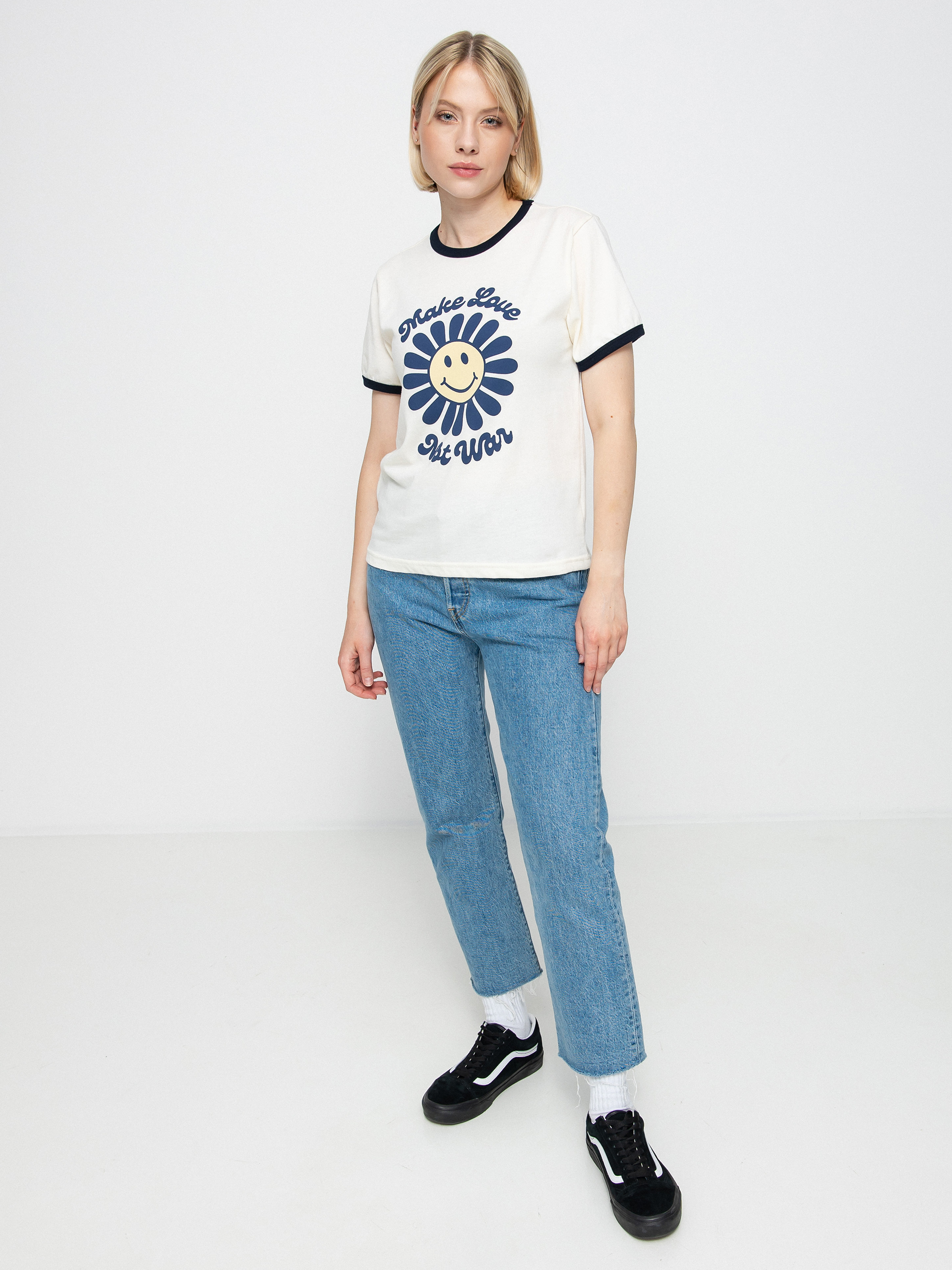 T-shirt Brixton Love Not War Ringer Wmn (dove)