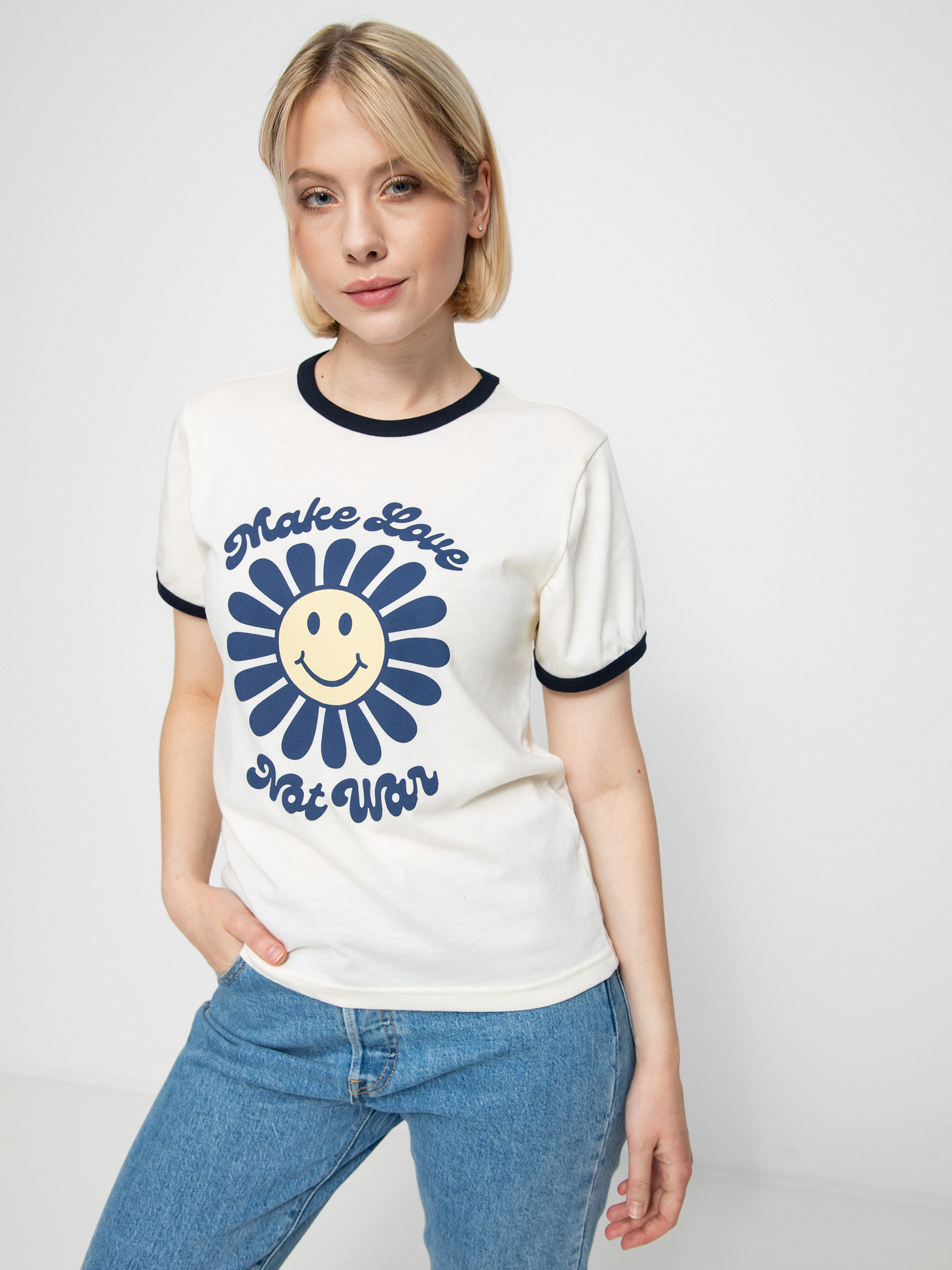 T-shirt Brixton Love Not War Ringer Wmn (dove)