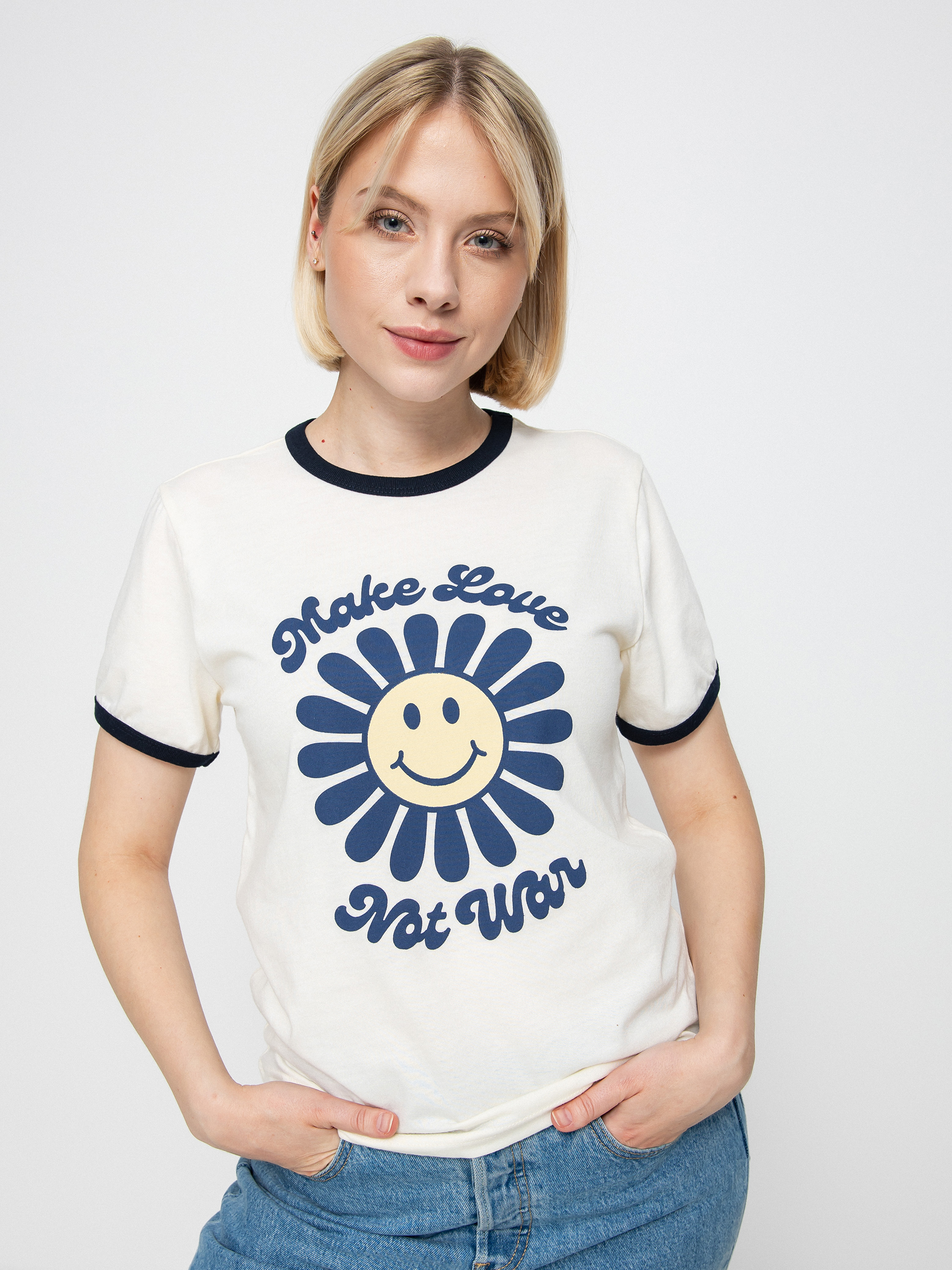 T-shirt Brixton Love Not War Ringer Wmn (dove)
