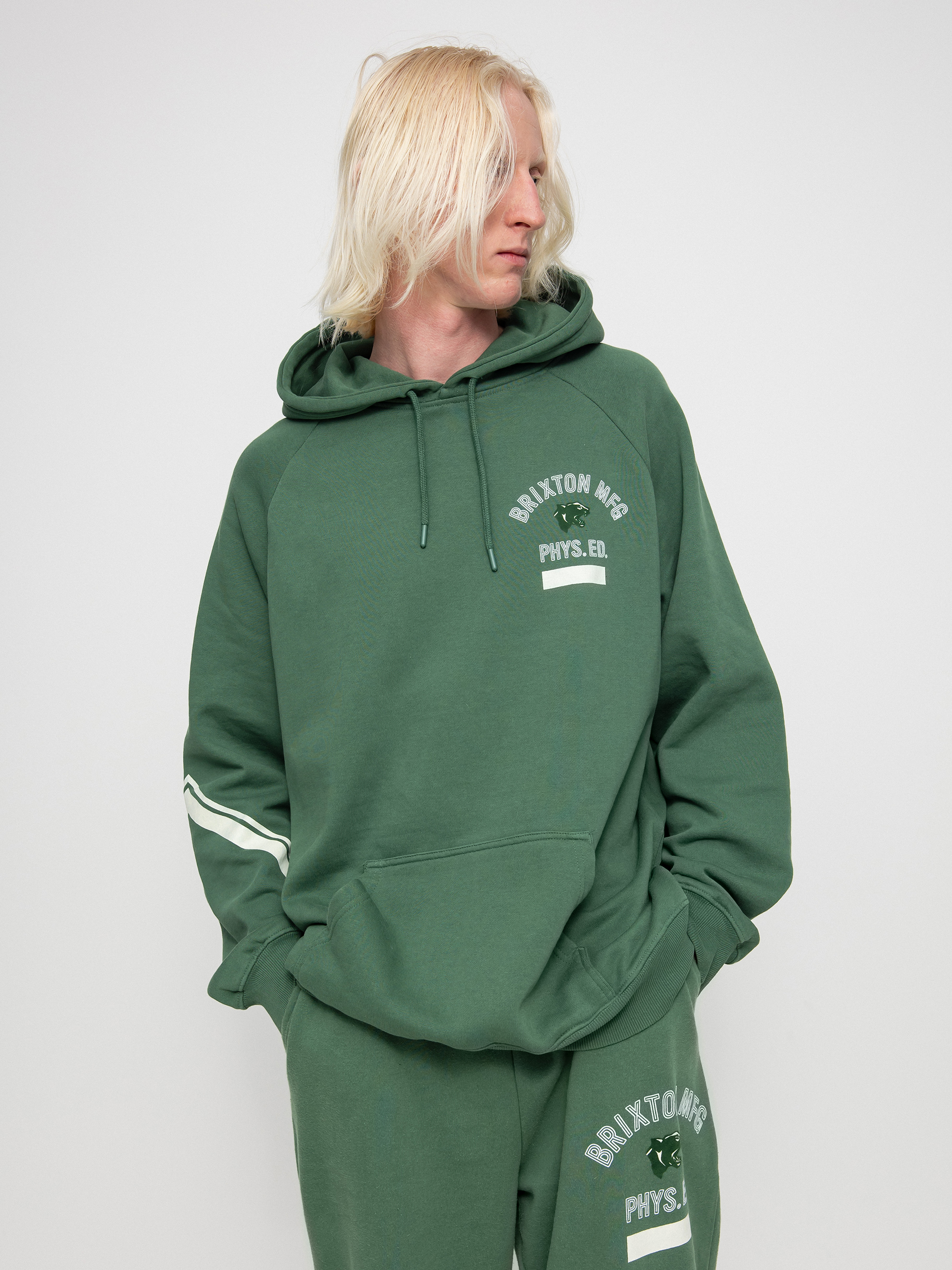 Bluza z kapturem Brixton Phys. Ed. Raglan HD (myrtle)