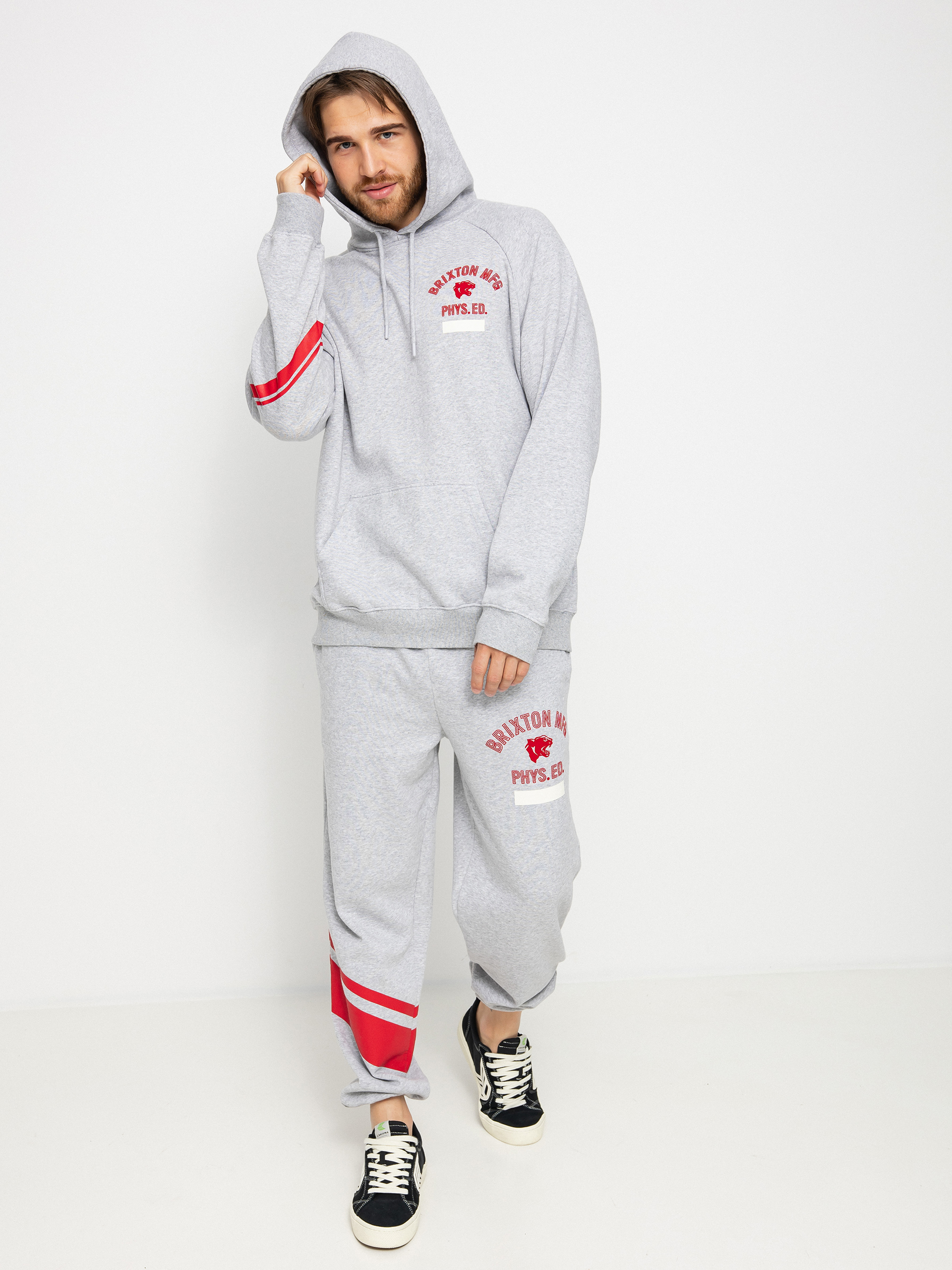 Bluza z kapturem Brixton Phys. Ed. Raglan HD (heather grey)