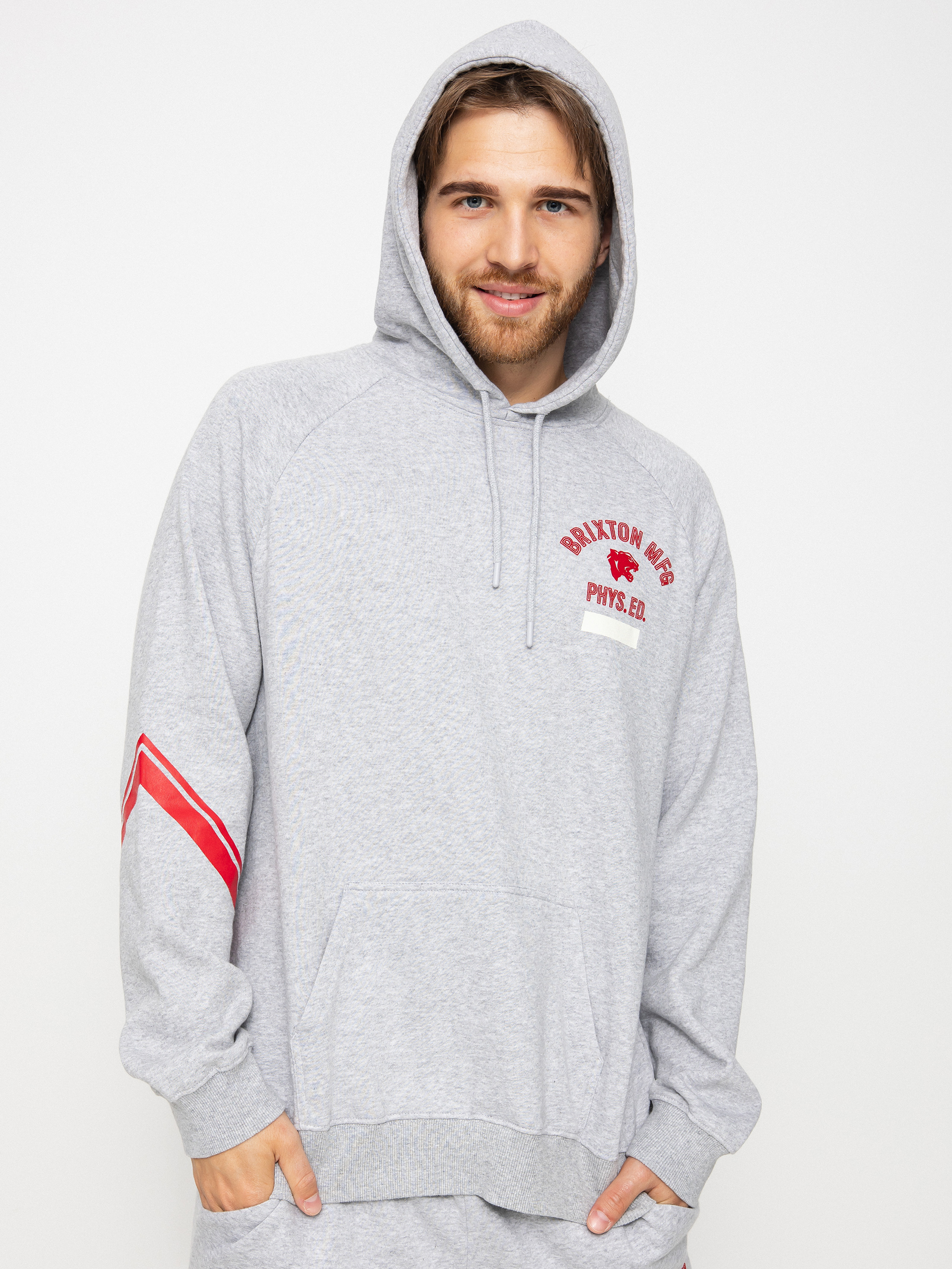 Bluza z kapturem Brixton Phys. Ed. Raglan HD (heather grey)