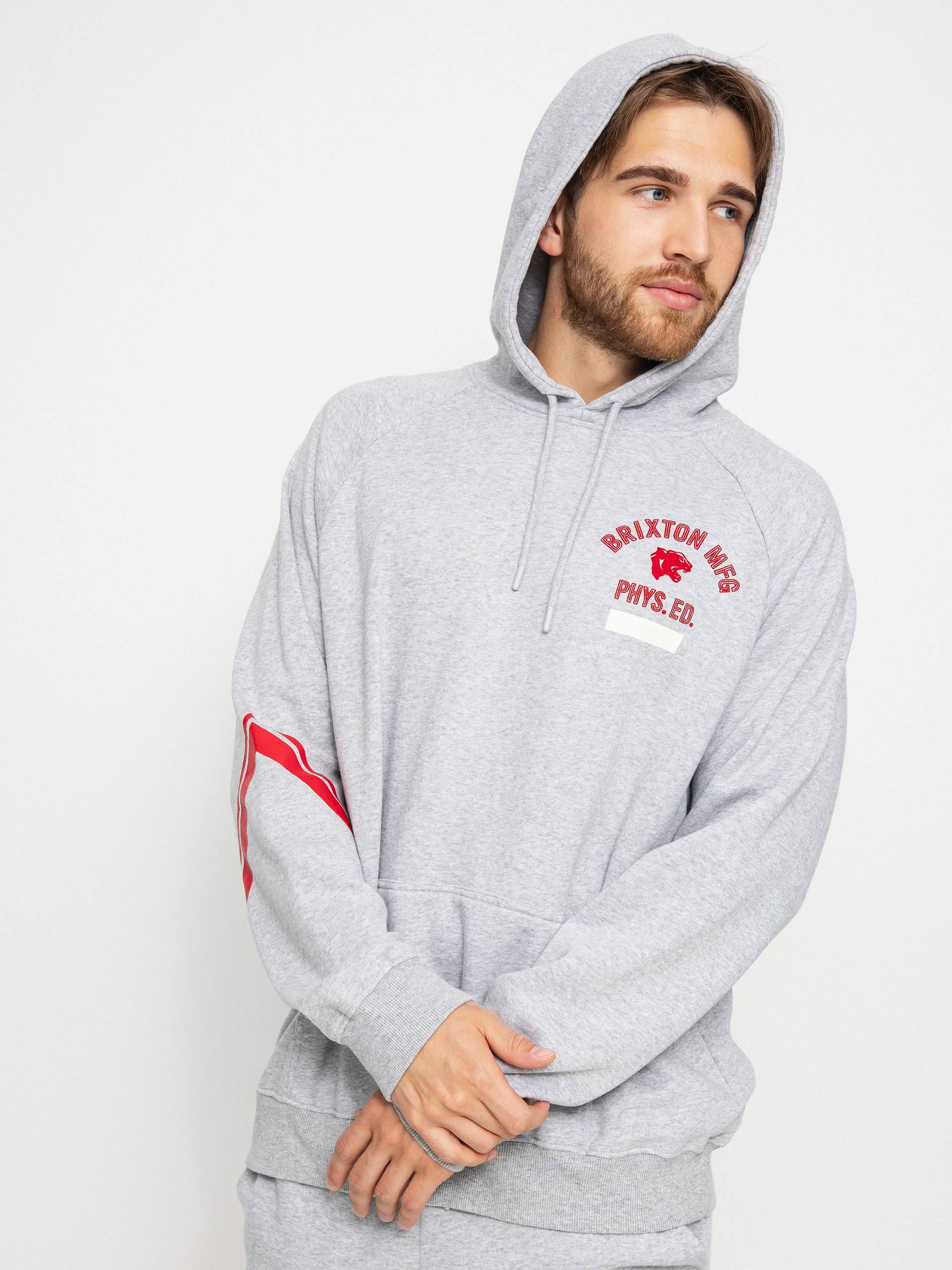 Bluza z kapturem Brixton Phys. Ed. Raglan HD (heather grey)
