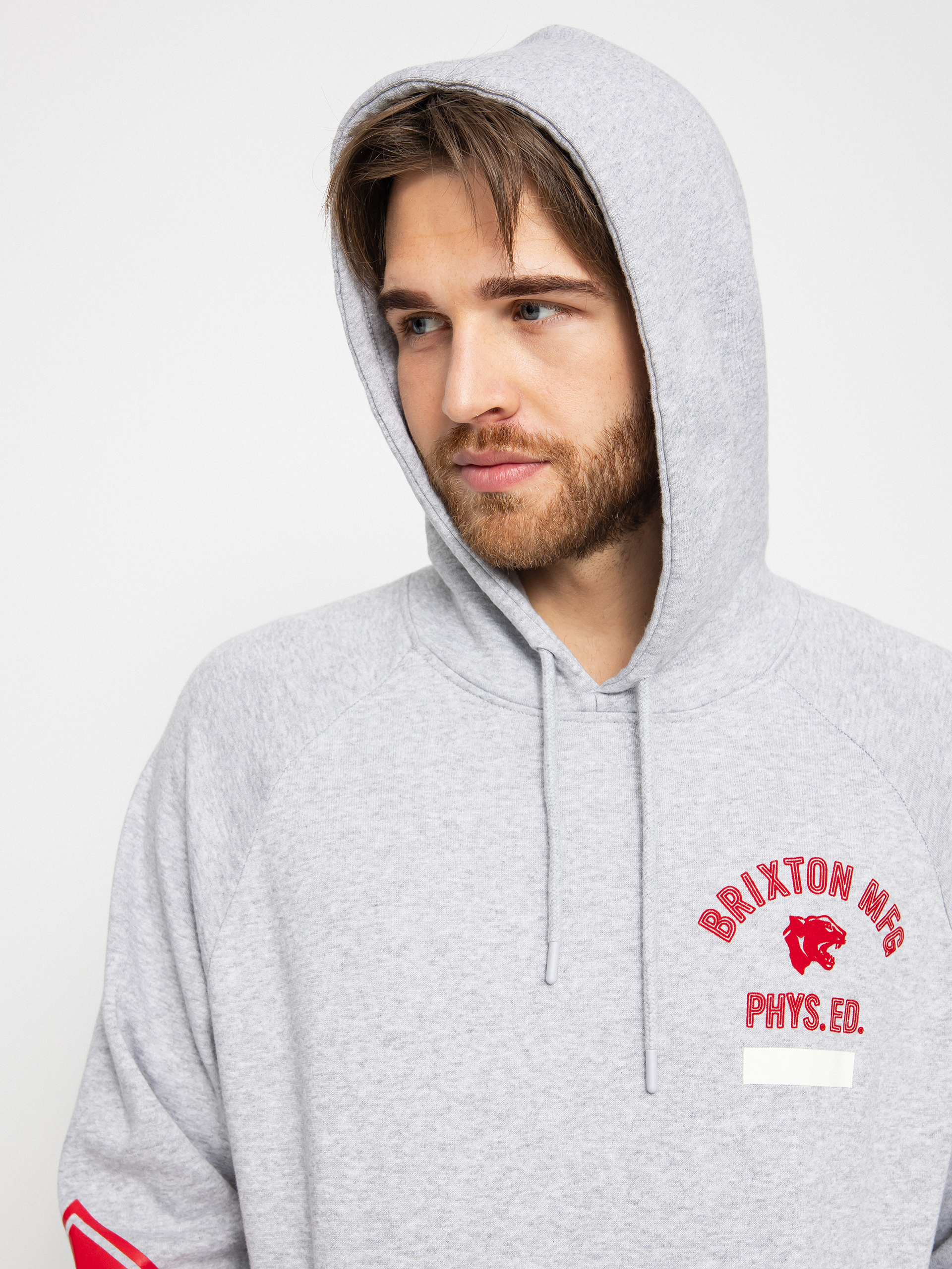 Bluza z kapturem Brixton Phys. Ed. Raglan HD (heather grey)