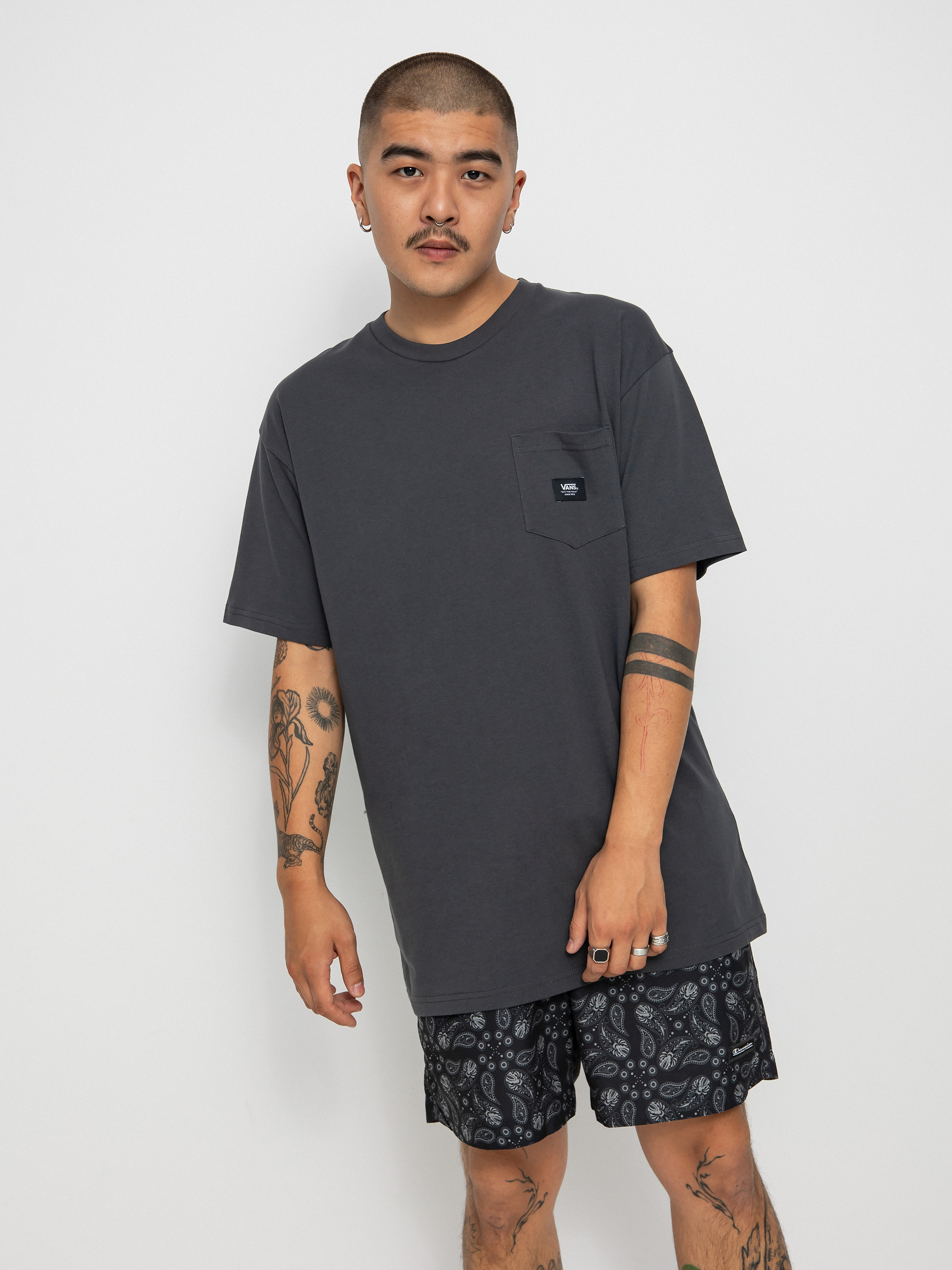 T-shirt Vans Woven Patch Pocket M (asphalt)