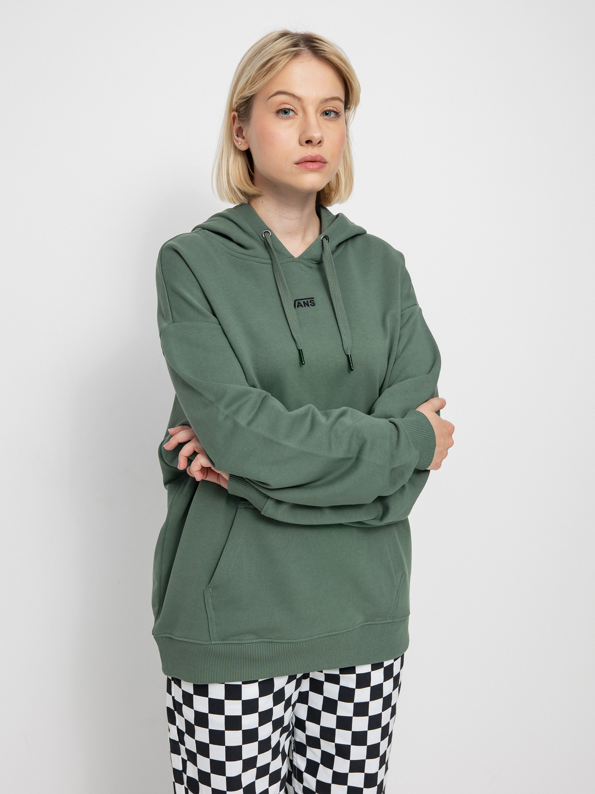 Bluza z kapturem Vans Flying V Uniw Ft Ls HD Wmn (duck green)