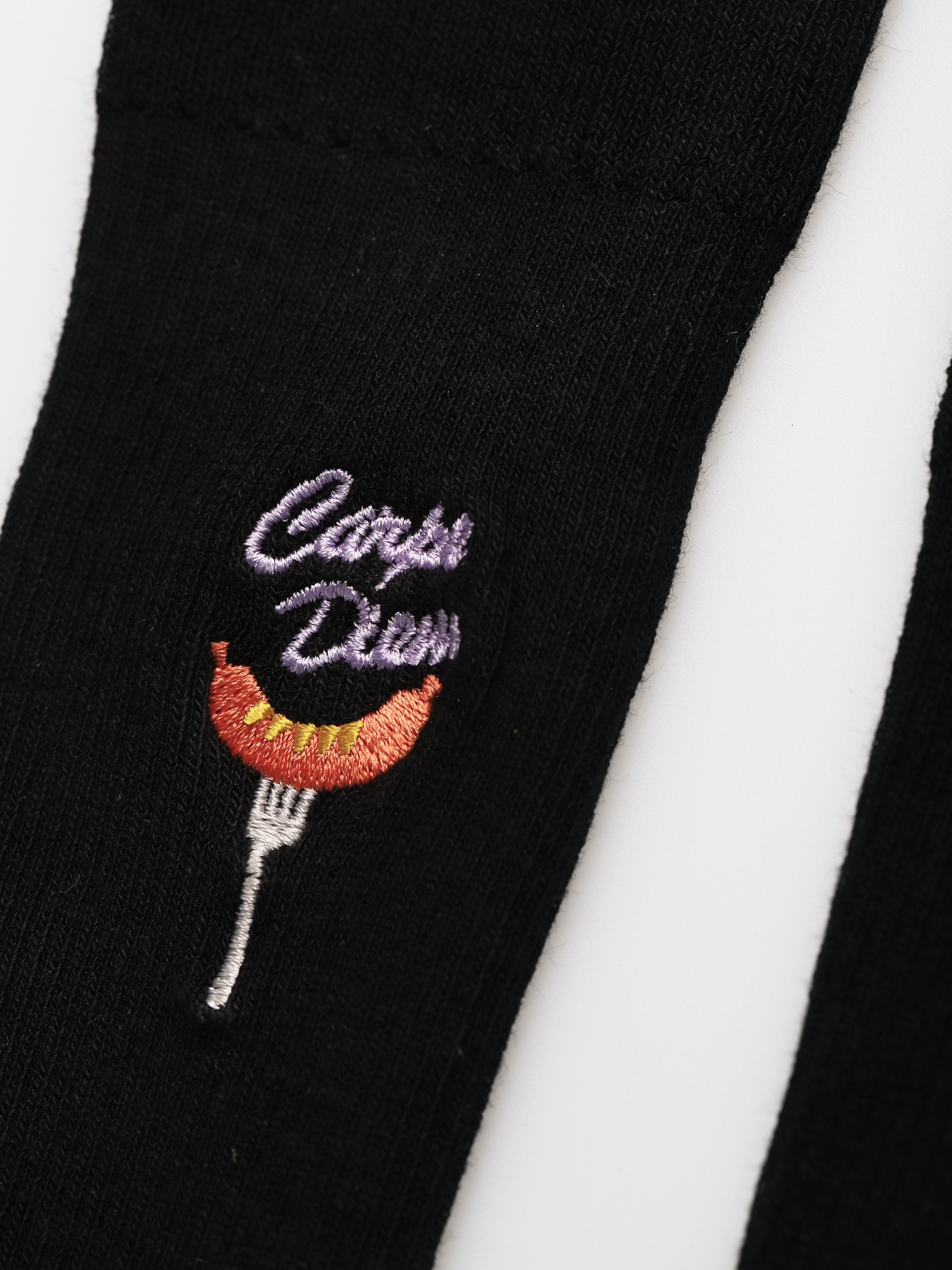 Skarpetki Happy Socks Ribbed Embroidery Carpe Diem (black)