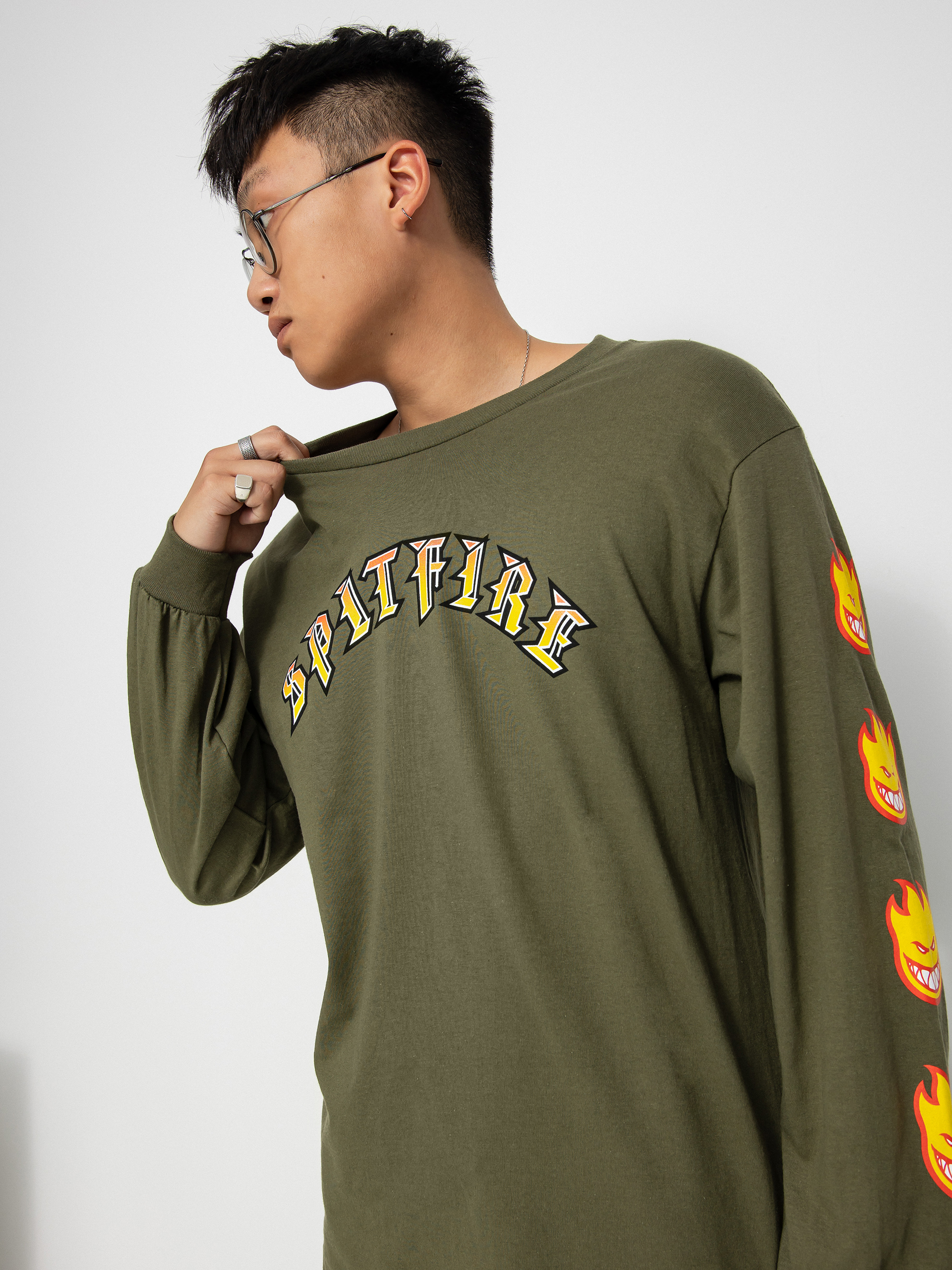 Longsleeve Spitfire Old Bghd Fl (silver/green)