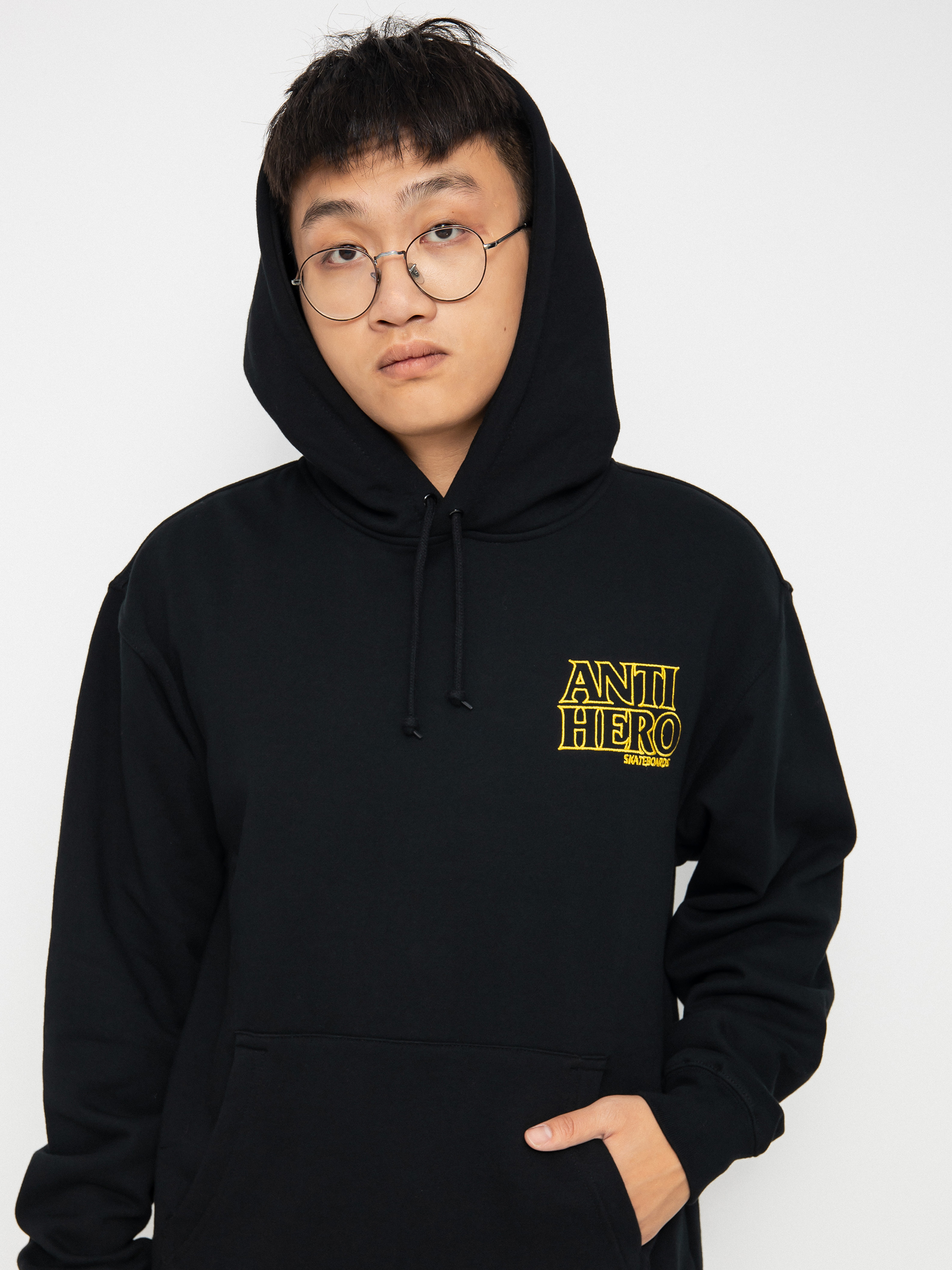 Bluza z kapturem Antihero Lil Blkhro Emb HD (black/yellow)