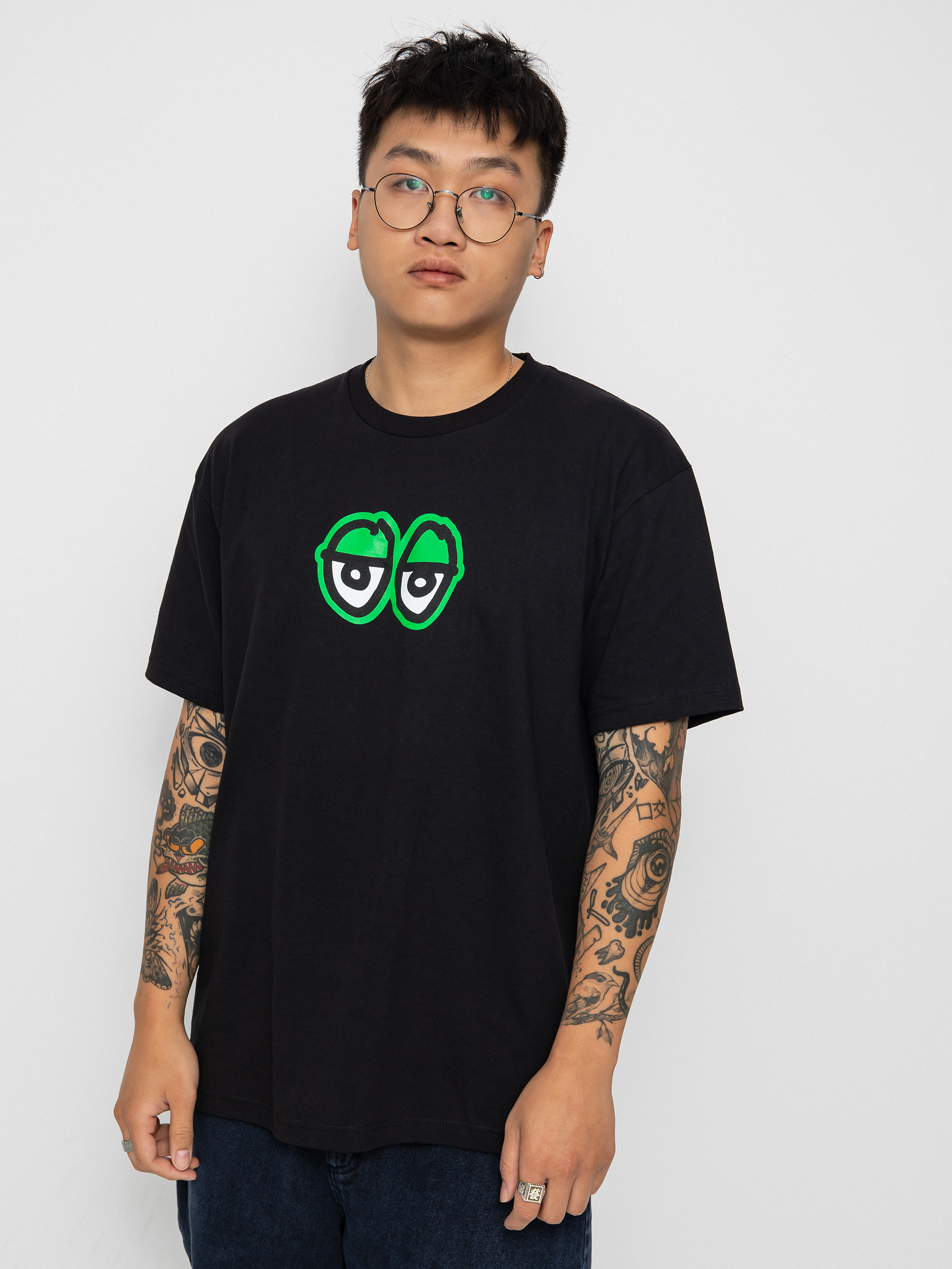T-shirt Krooked Eyes Lg (black/green)