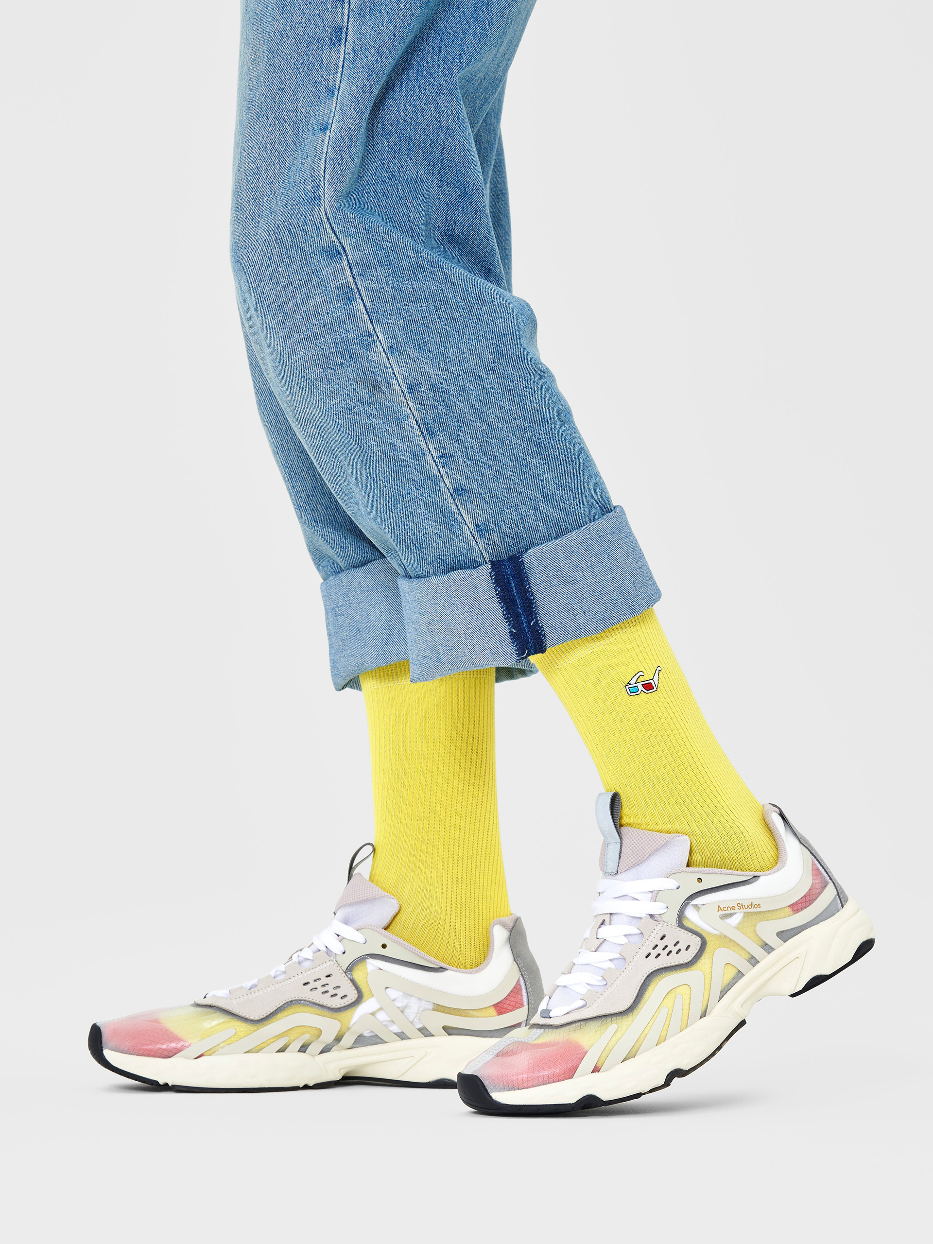 Skarpetki Happy Socks Ribbed Embroidery 3D Glasses (yellow)
