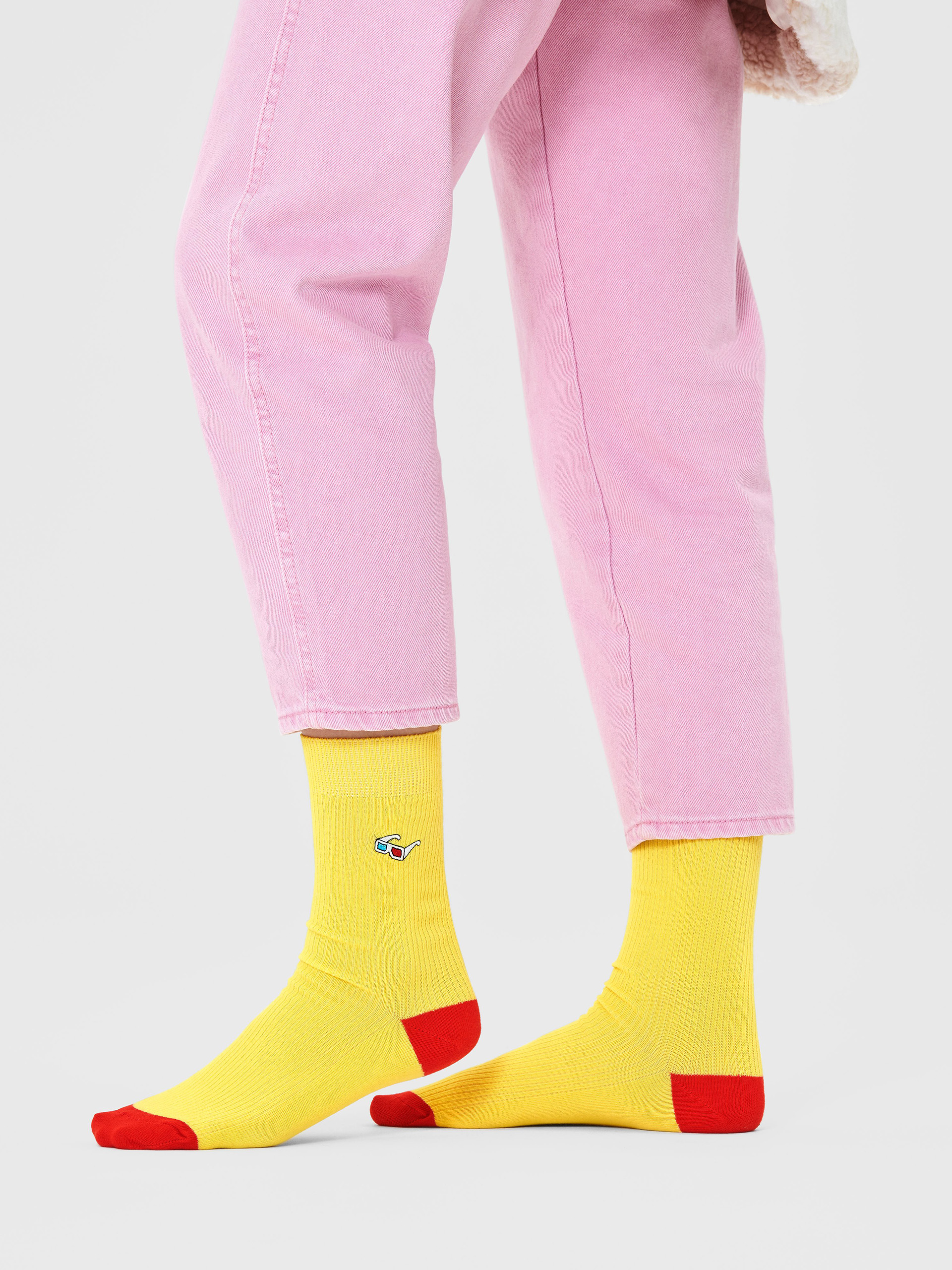 Skarpetki Happy Socks Ribbed Embroidery 3D Glasses (yellow)
