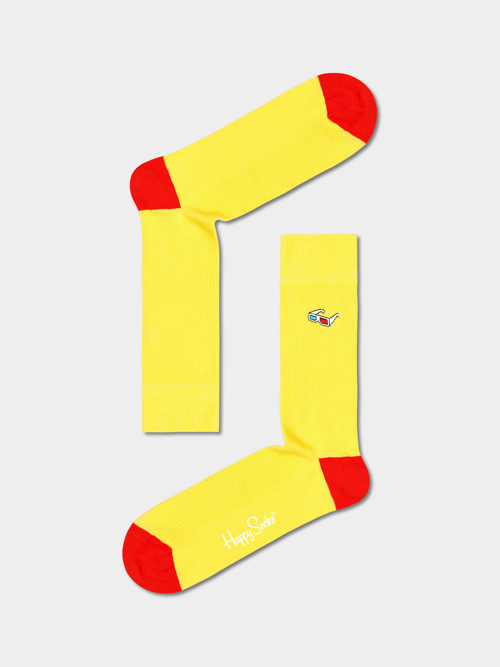 Skarpetki Happy Socks Ribbed Embroidery 3D Glasses (yellow)