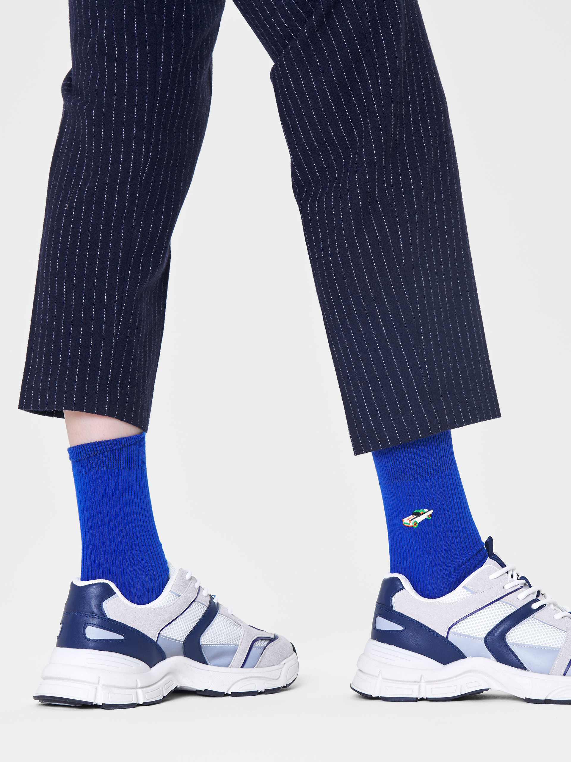 Skarpetki Happy Socks Ribbed Embroidery Car (blue)