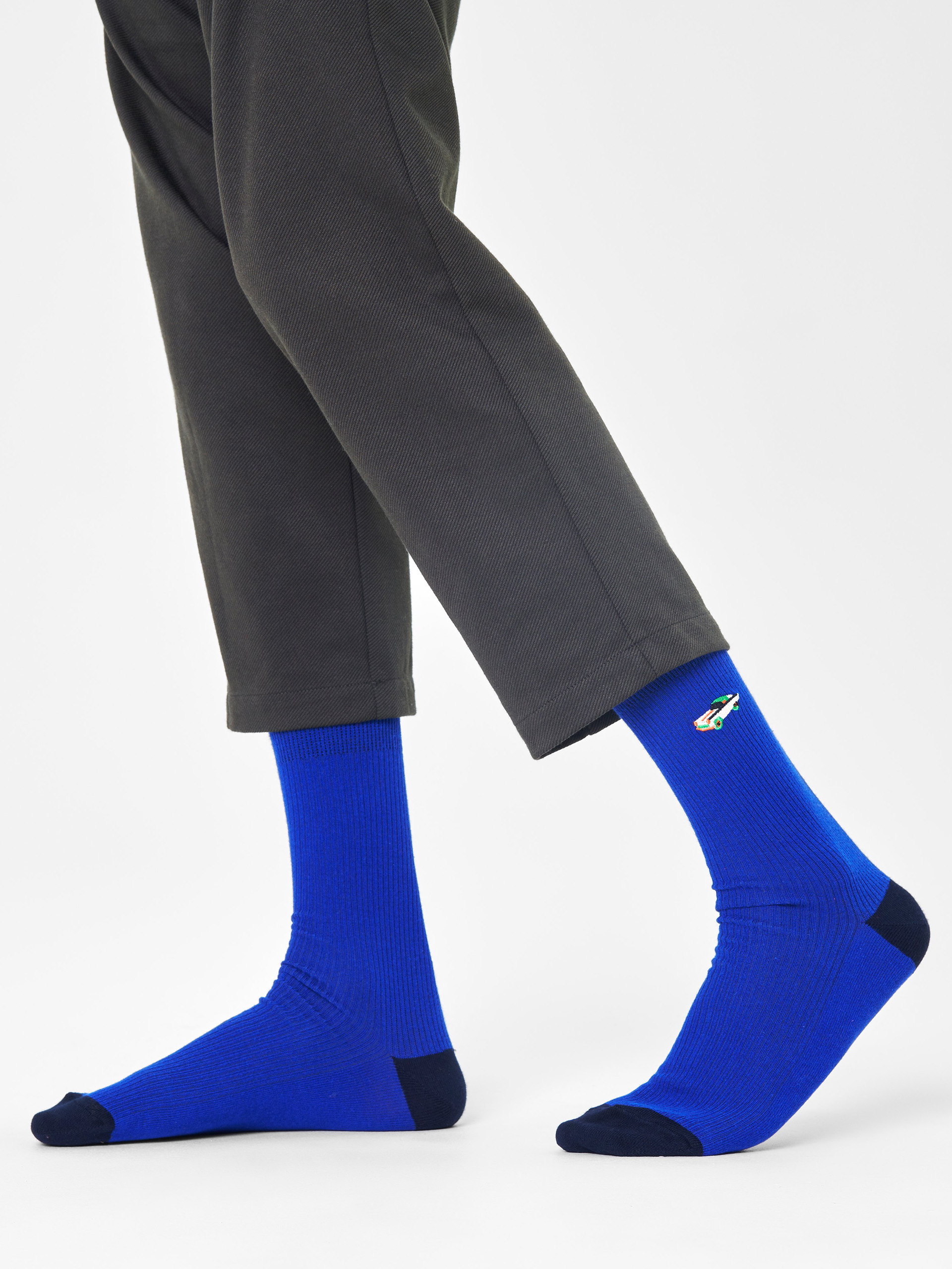 Skarpetki Happy Socks Ribbed Embroidery Car (blue)