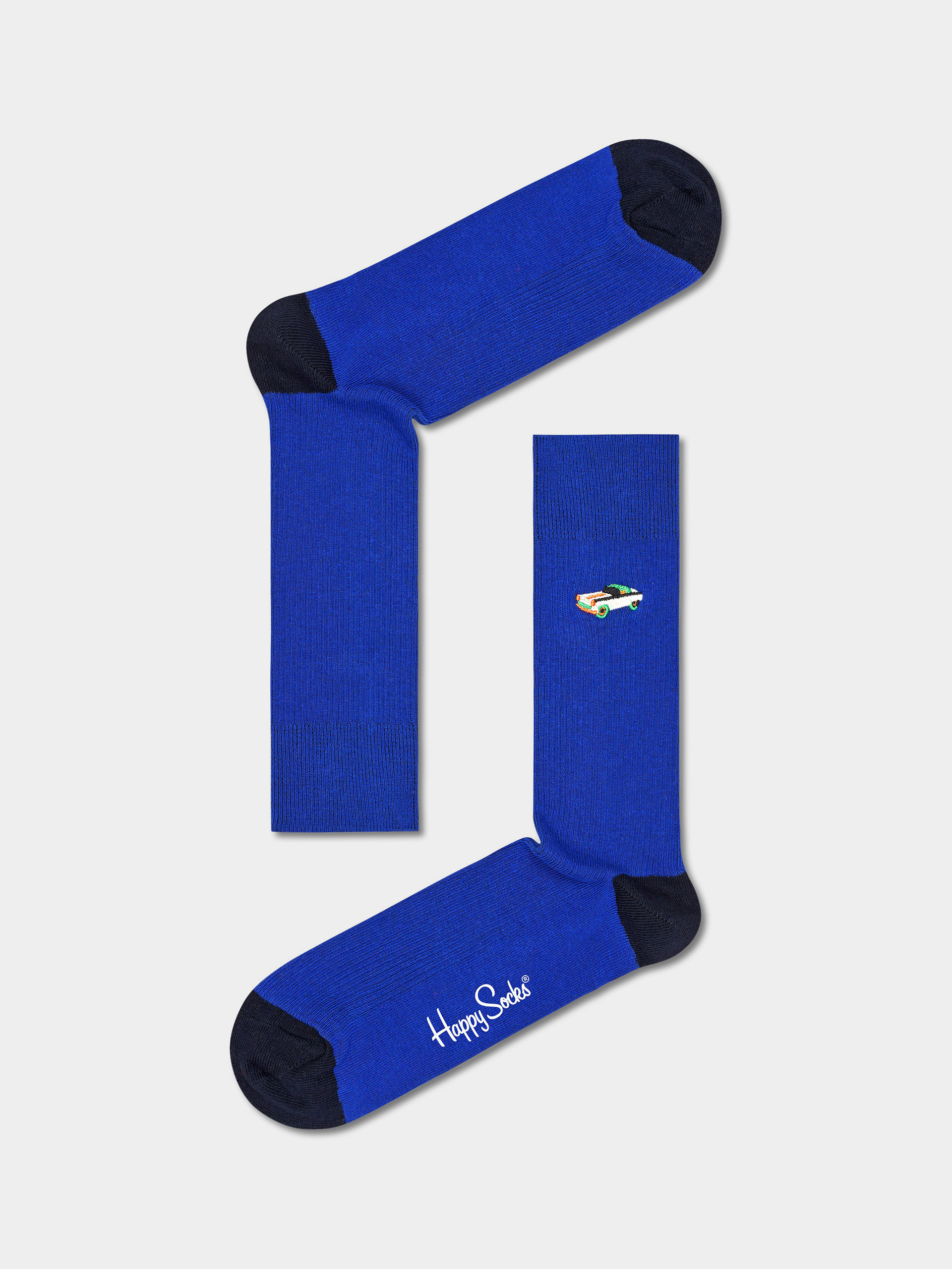 Skarpetki Happy Socks Ribbed Embroidery Car (blue)