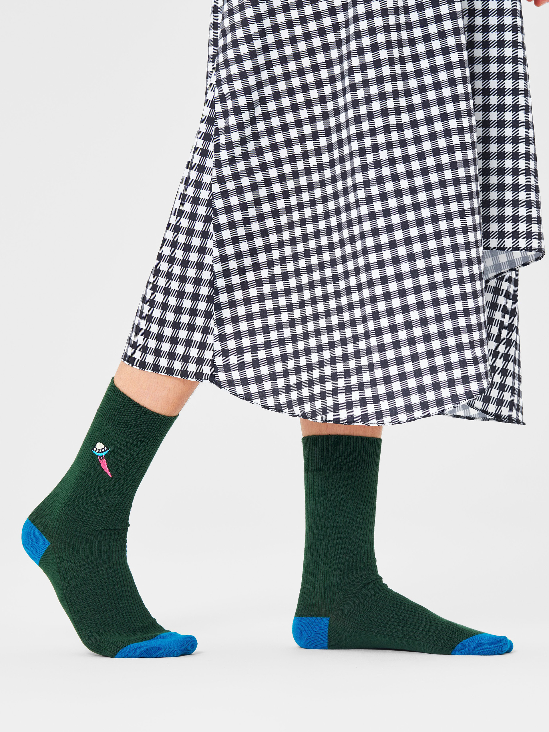 Skarpetki Happy Socks Ribbed Embroidery Ufo (brown)