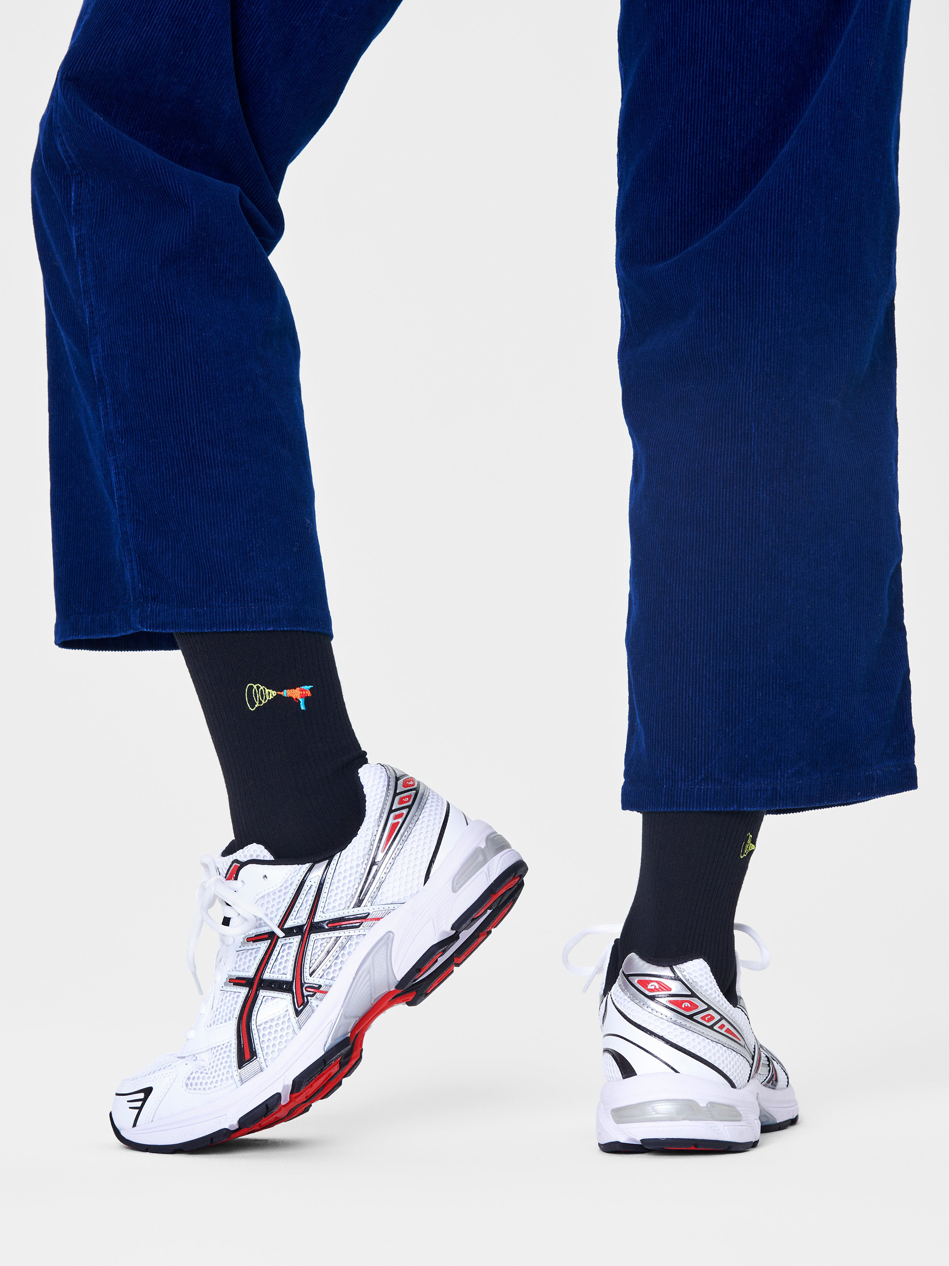 Skarpetki Happy Socks Ribbed Embroidery Lazer Quest (black)