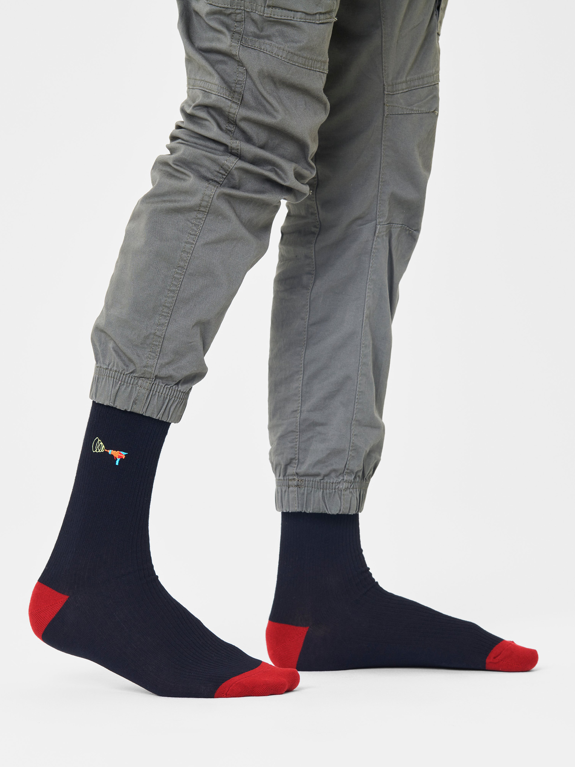 Skarpetki Happy Socks Ribbed Embroidery Lazer Quest (black)