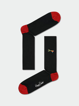 Skarpetki Happy Socks Ribbed Embroidery Lazer Quest (black)