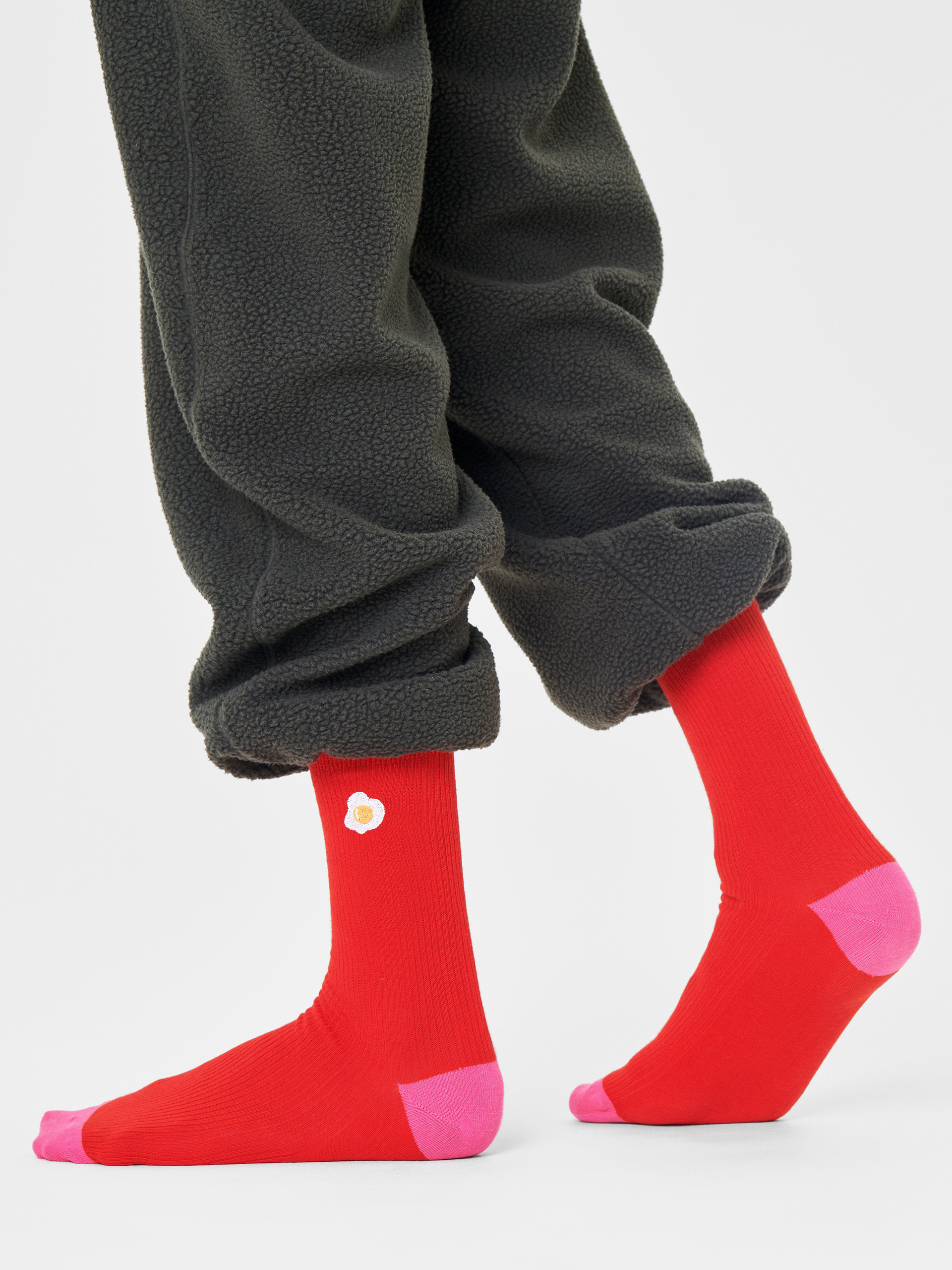 Skarpetki Happy Socks Ribbed Embroidery Egg (red)