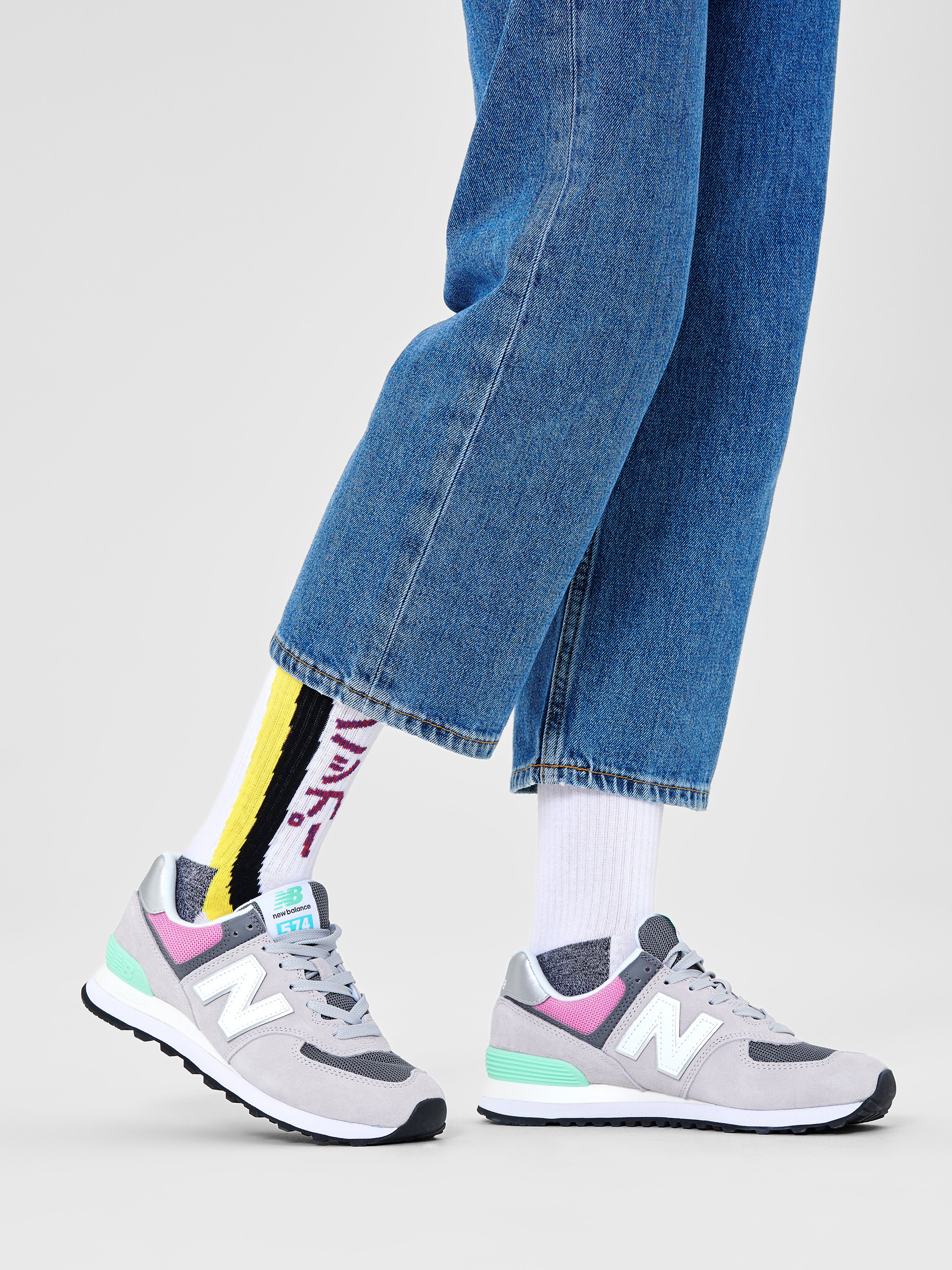 Skarpetki Happy Socks Shooting Stripe Thin Crew (white)