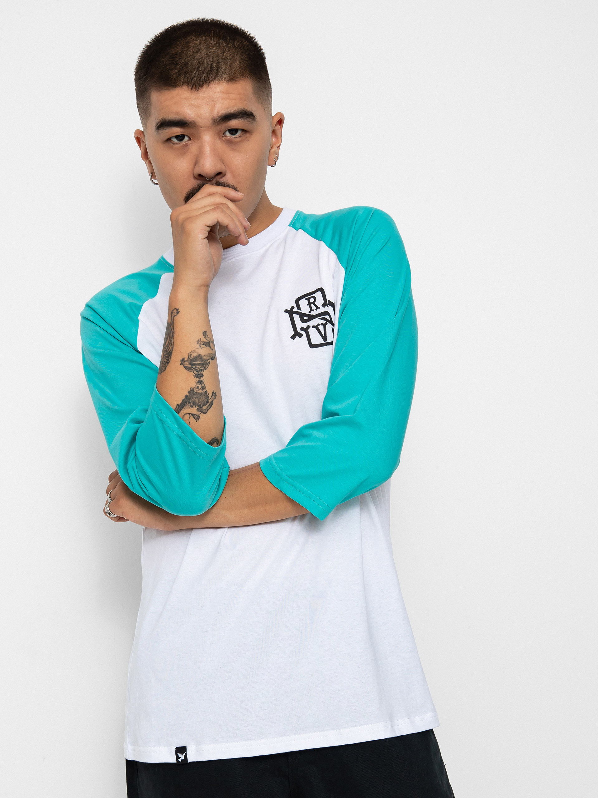 Longsleeve Nervous Initial 3/4 (white ocean)