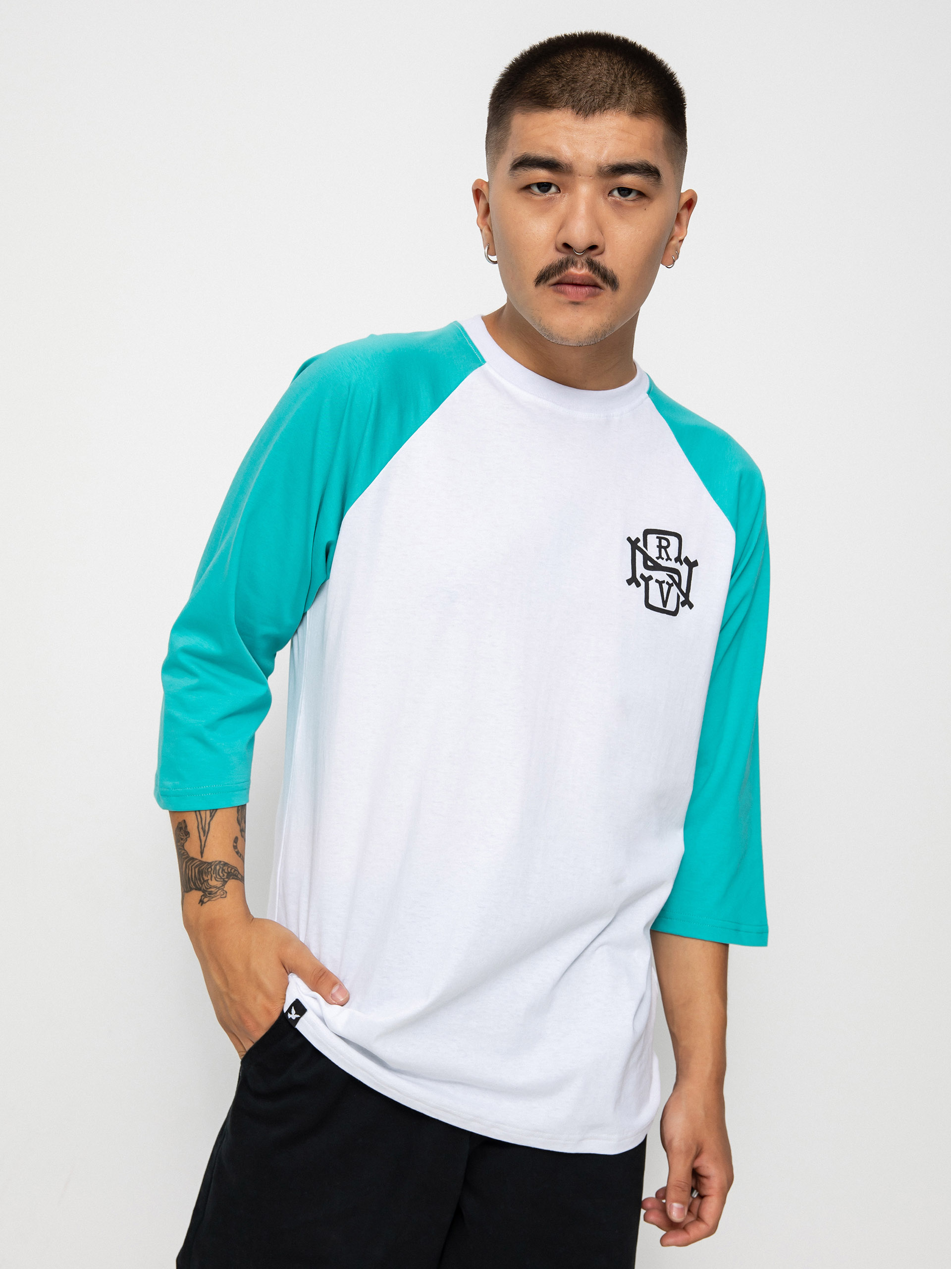 Longsleeve Nervous Initial 3/4 (white ocean)