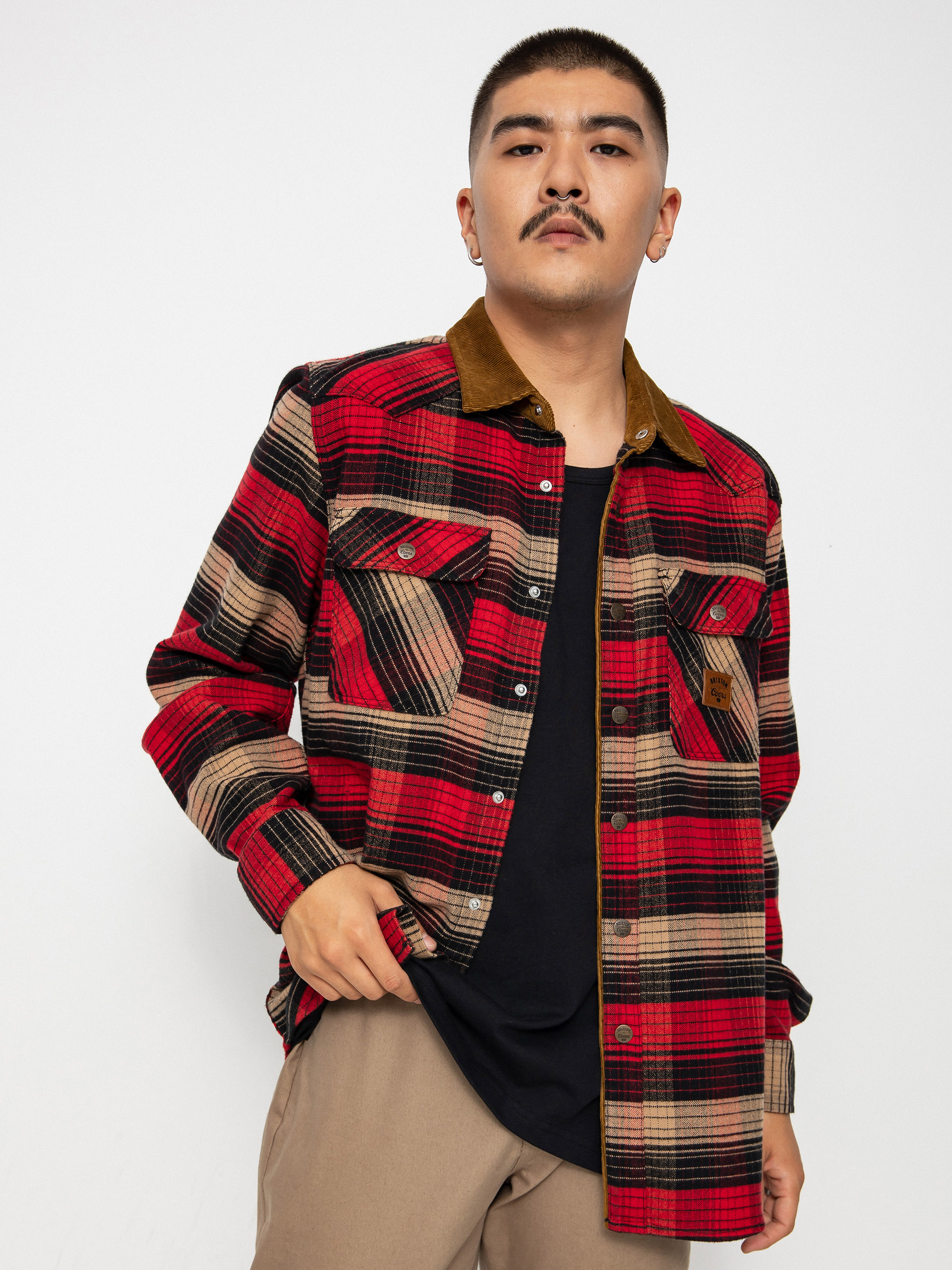 Koszula Brixton Coors Bowery Stretch Flannel Ls (banquet red/brown)