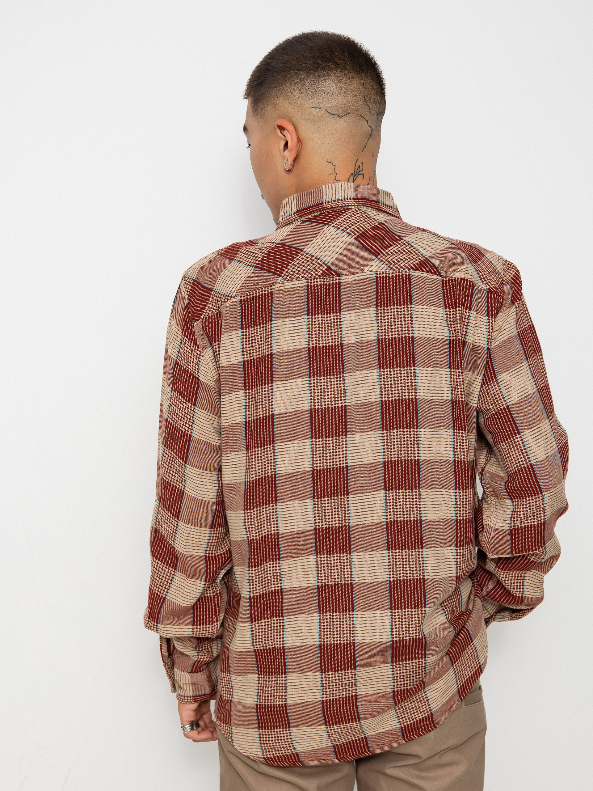 Koszula Brixton Bowery Sw Np Ls (vanilla/dark brick)