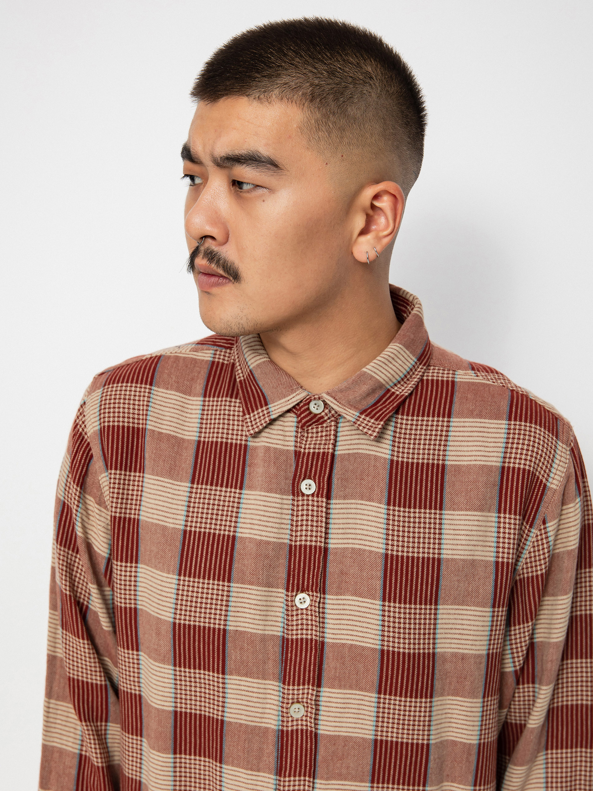 Koszula Brixton Bowery Sw Np Ls (vanilla/dark brick)