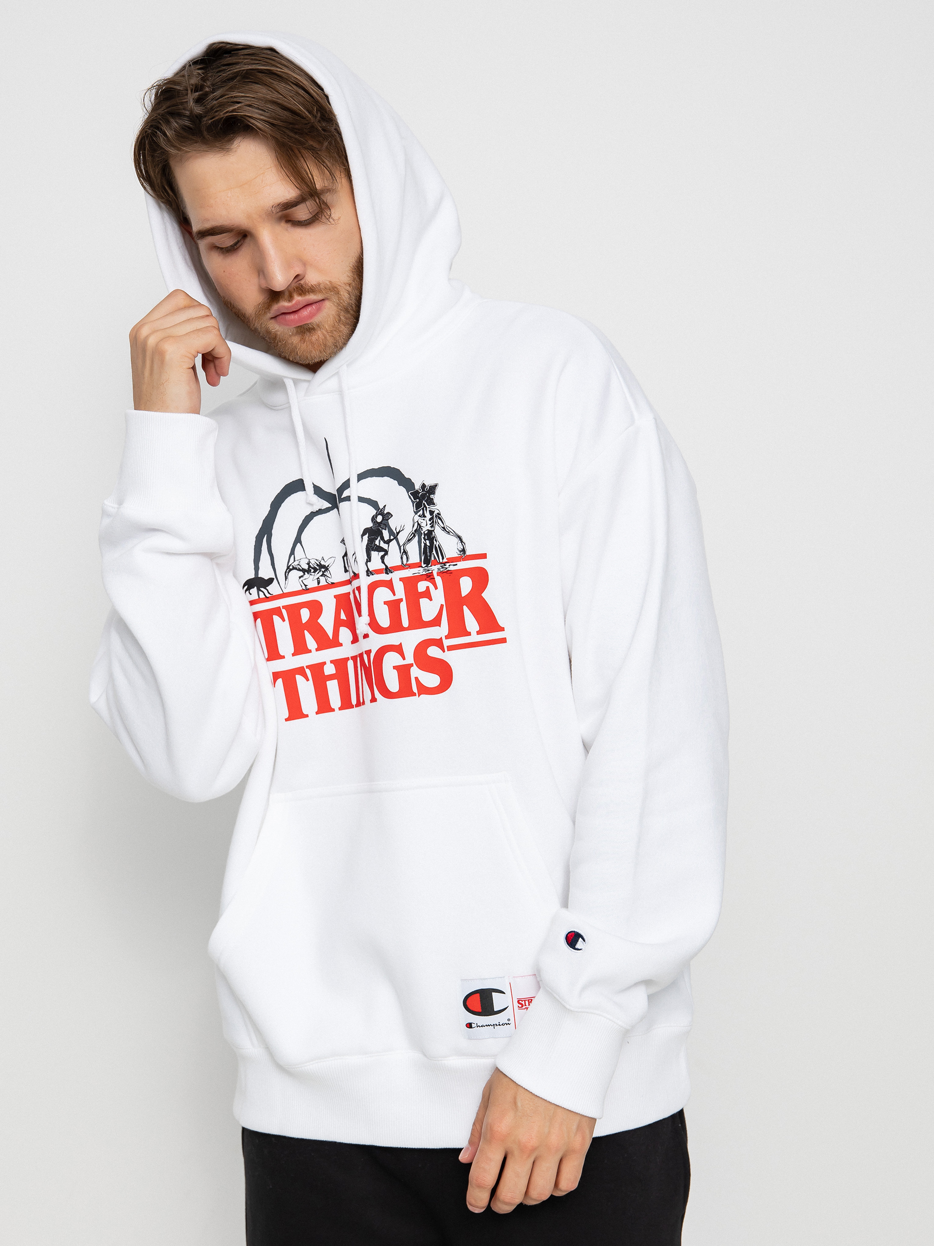 Bluza z kapturem Champion X Stranger Things Hooded Sweatshirt 217780 HD bia y wht