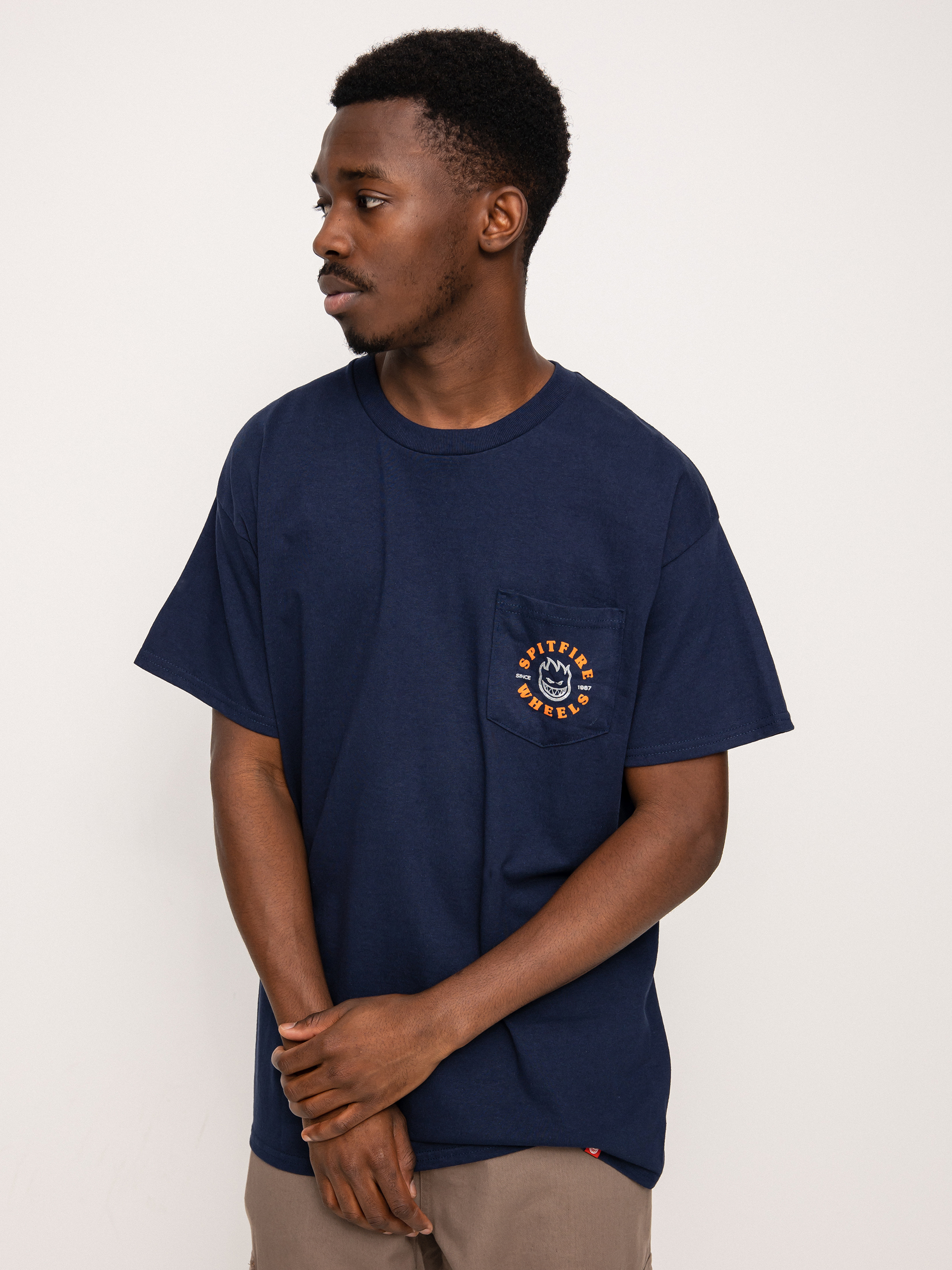T-shirt Spitfire Pkt Bghd Clsc (navy/orange)