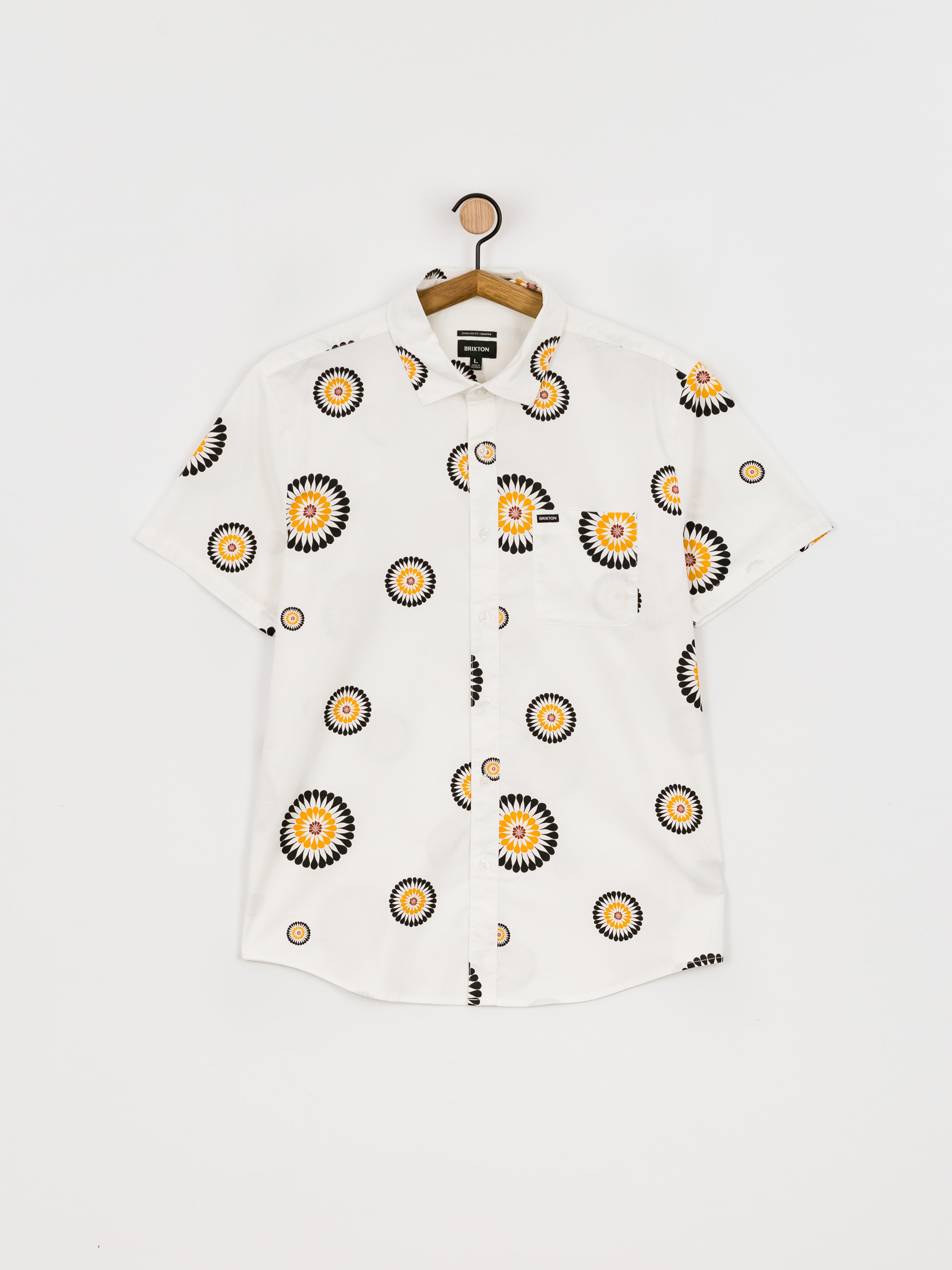 Koszula Brixton Charter Print (off white/black/golden glow)