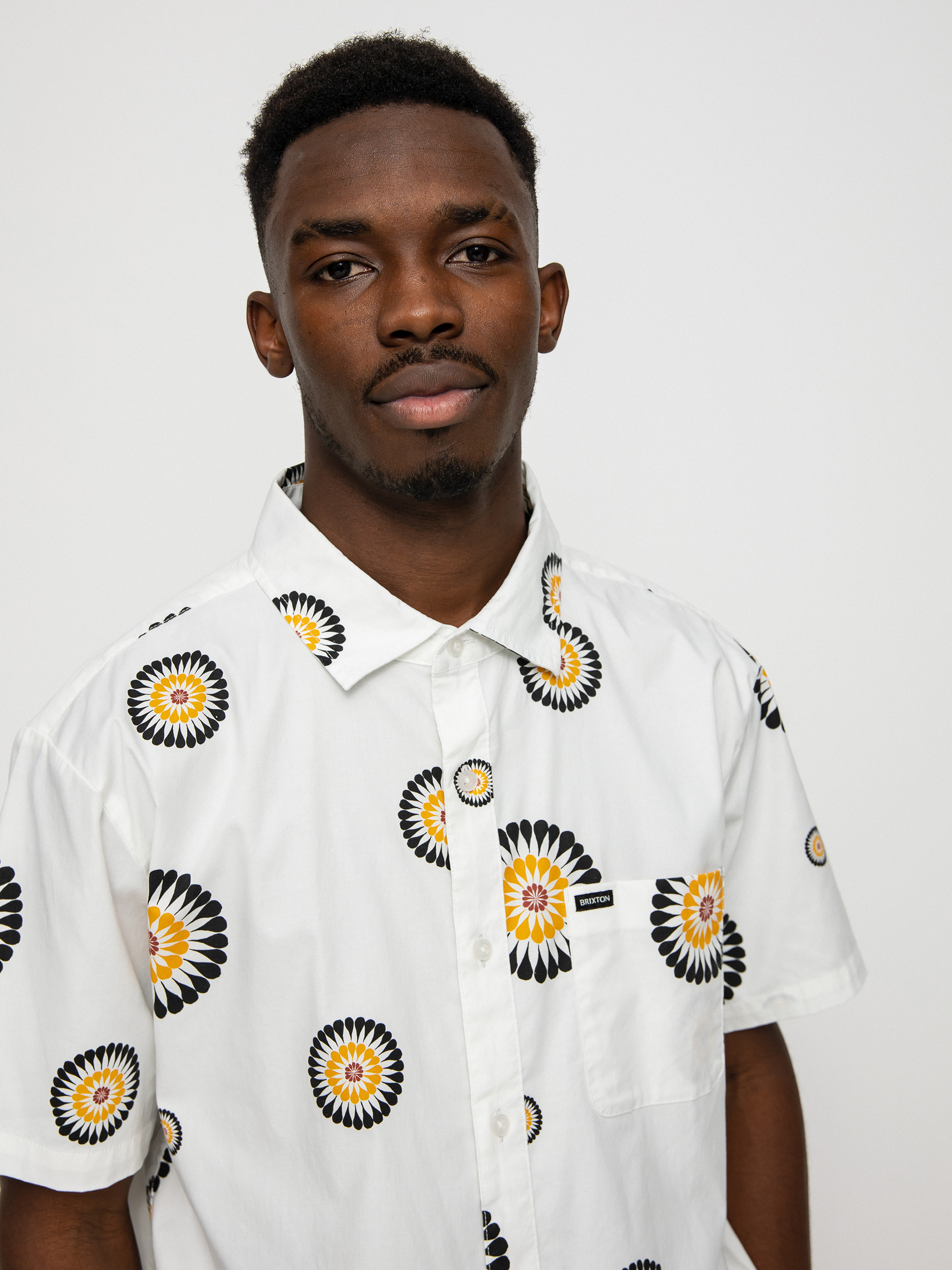 Koszula Brixton Charter Print (off white/black/golden glow)