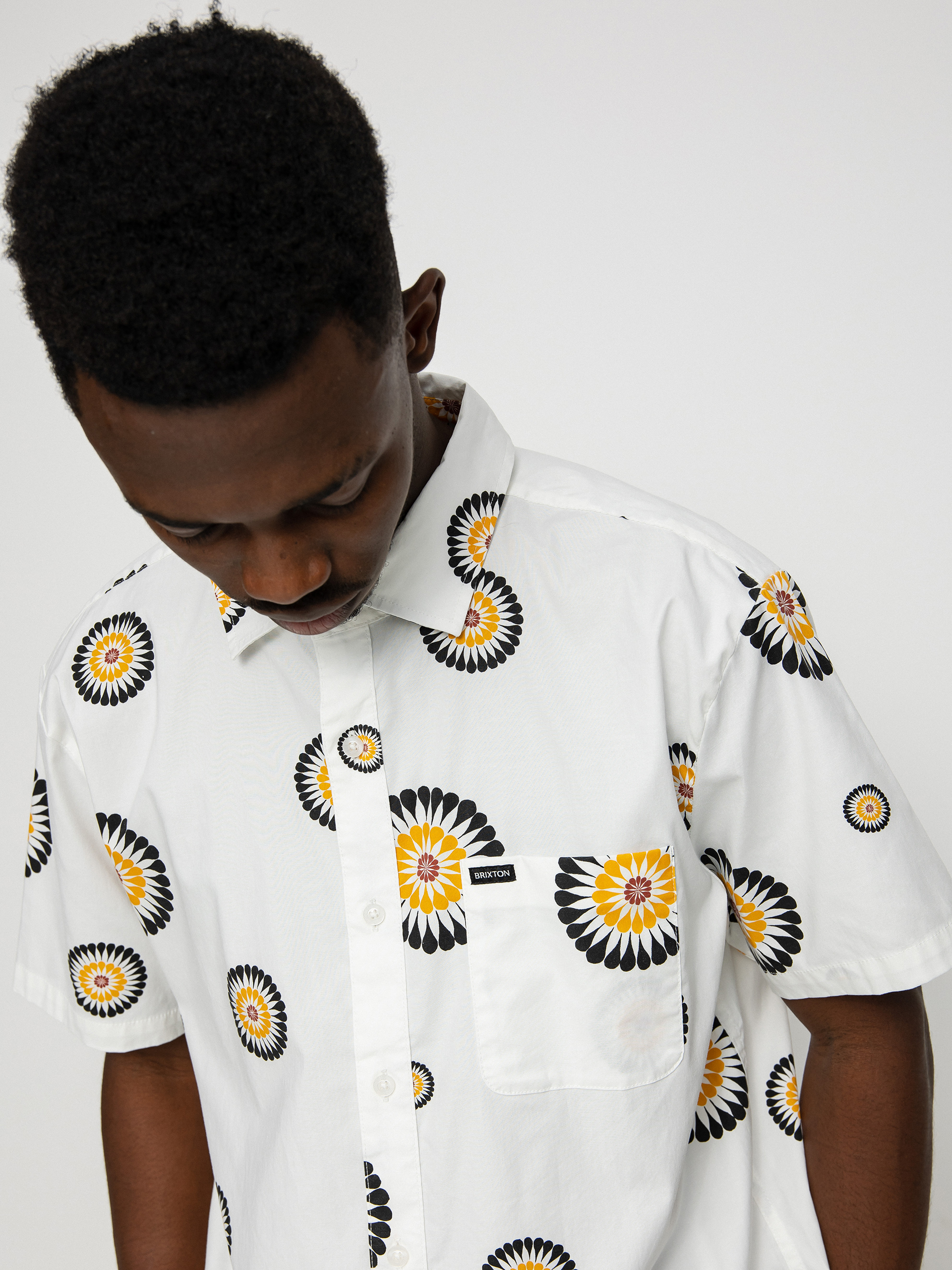 Koszula Brixton Charter Print (off white/black/golden glow)