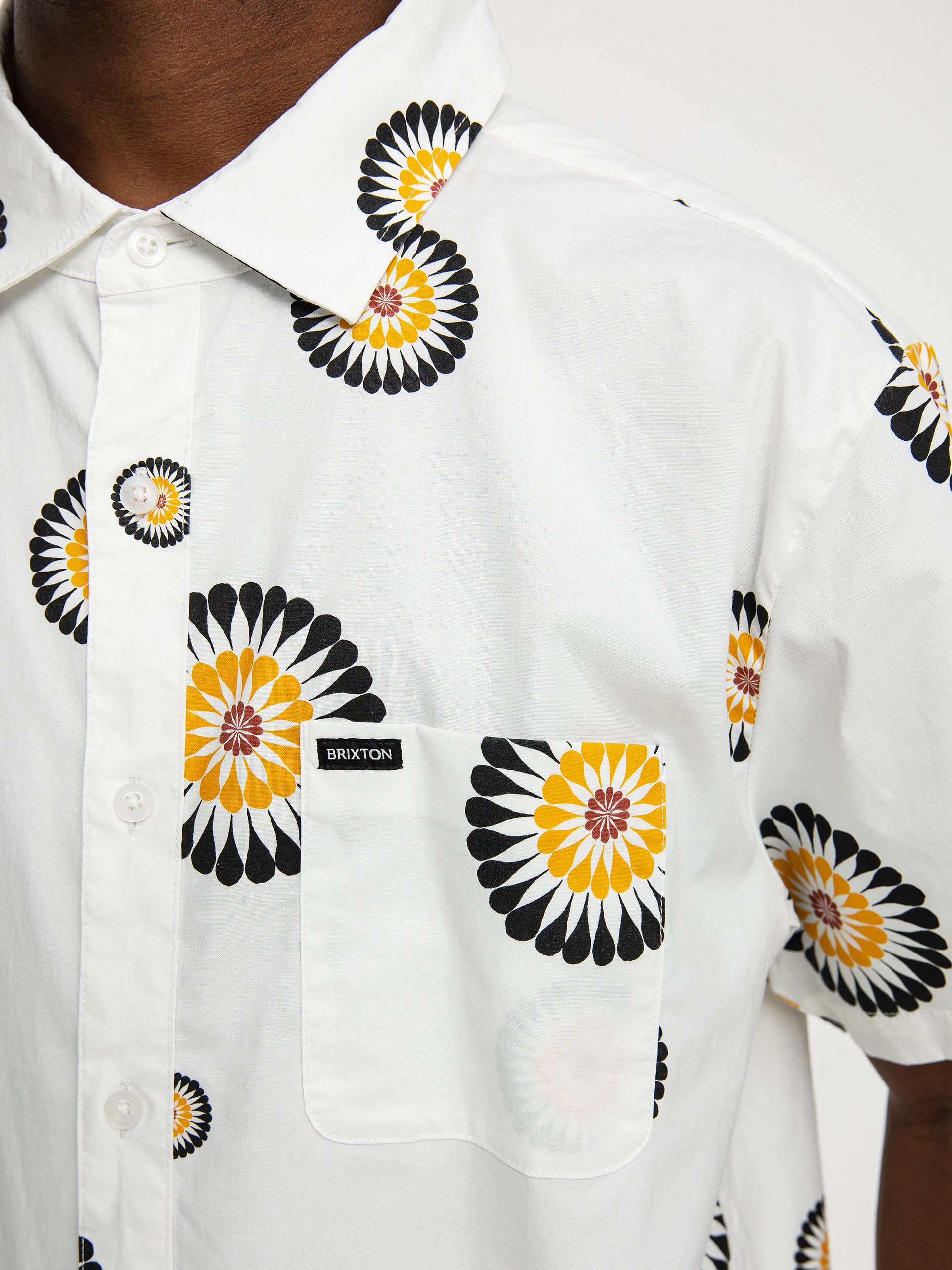 Koszula Brixton Charter Print (off white/black/golden glow)