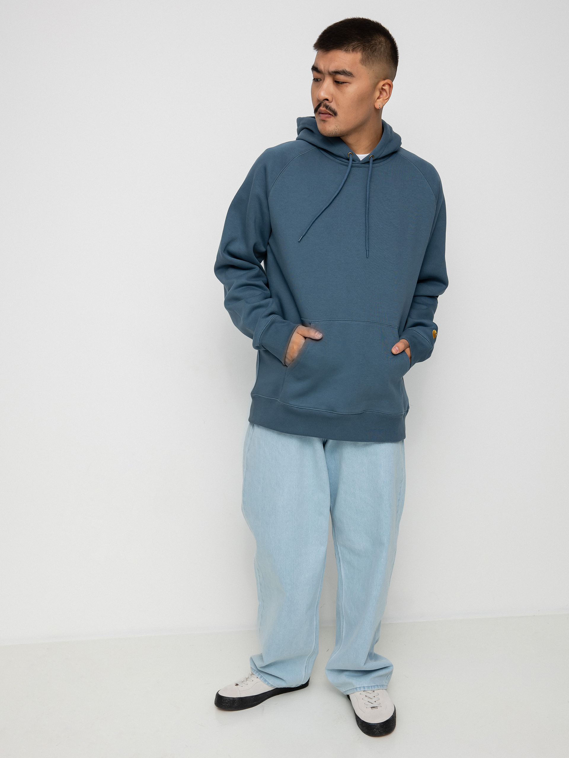 Bluza z kapturem Carhartt WIP Chase HD (storm blue/gold)