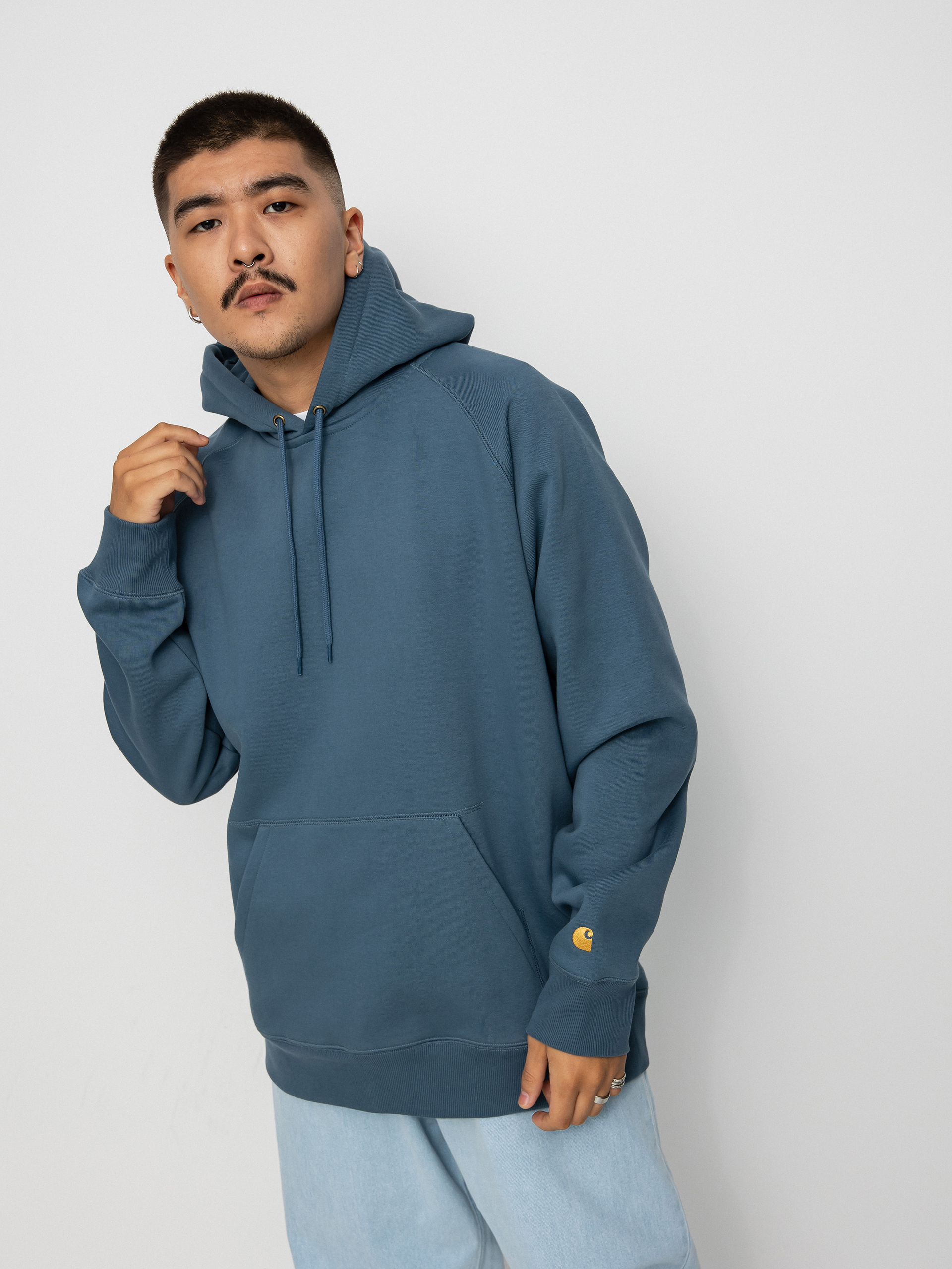 Bluza z kapturem Carhartt WIP Chase HD (storm blue/gold)