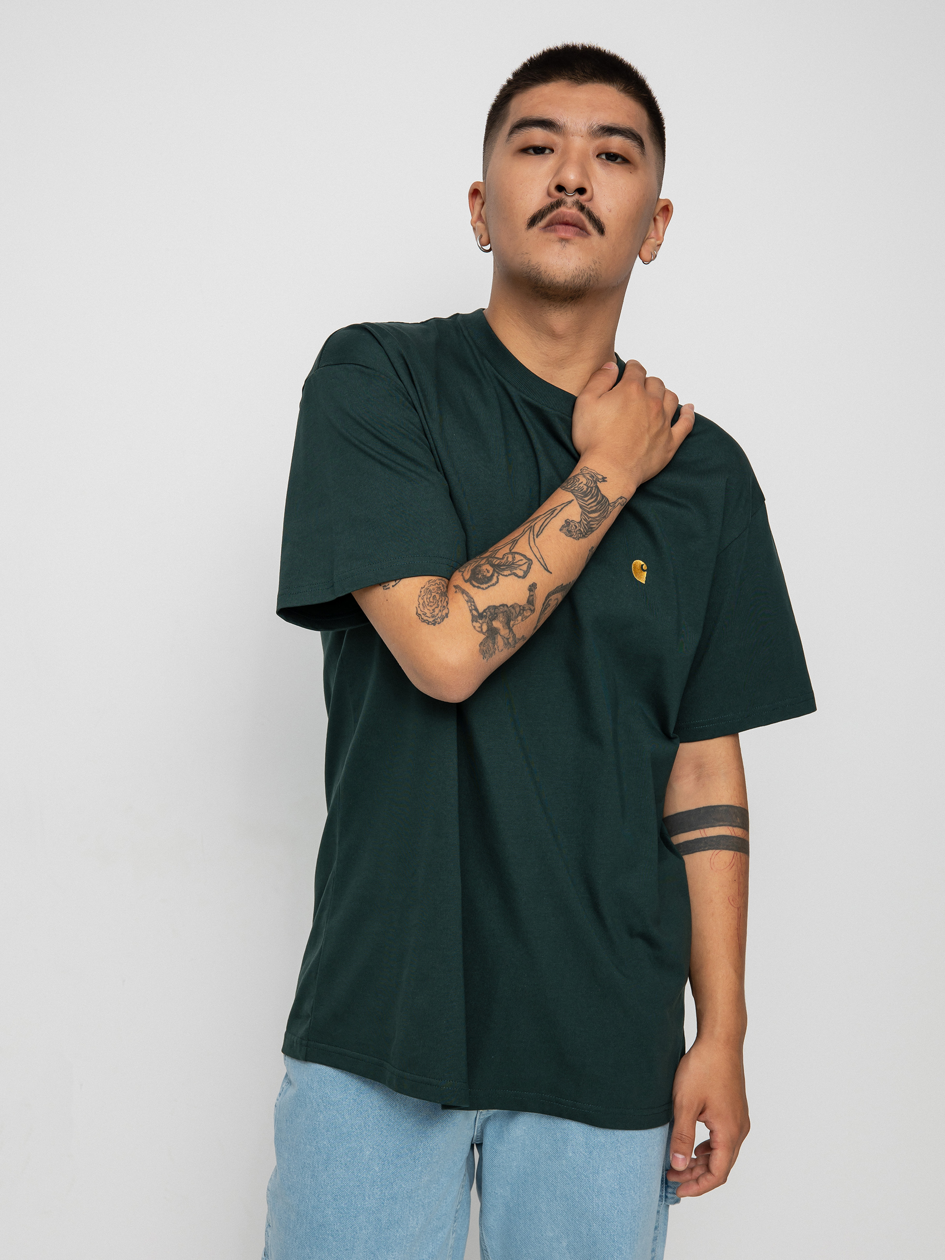 T-shirt Carhartt WIP Chase (juniper/gold)