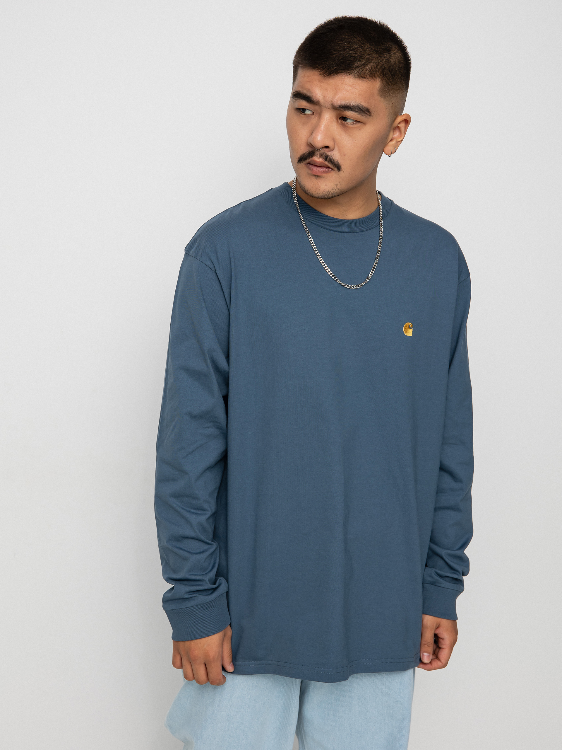 Longsleeve Carhartt WIP Chase (storm blue/gold)