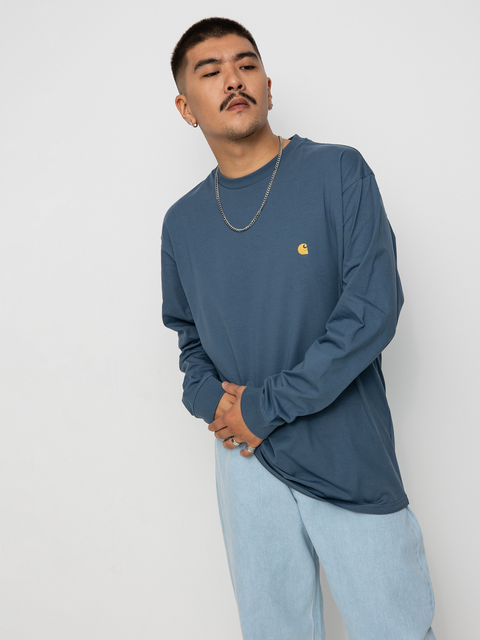 Longsleeve Carhartt WIP Chase (storm blue/gold)